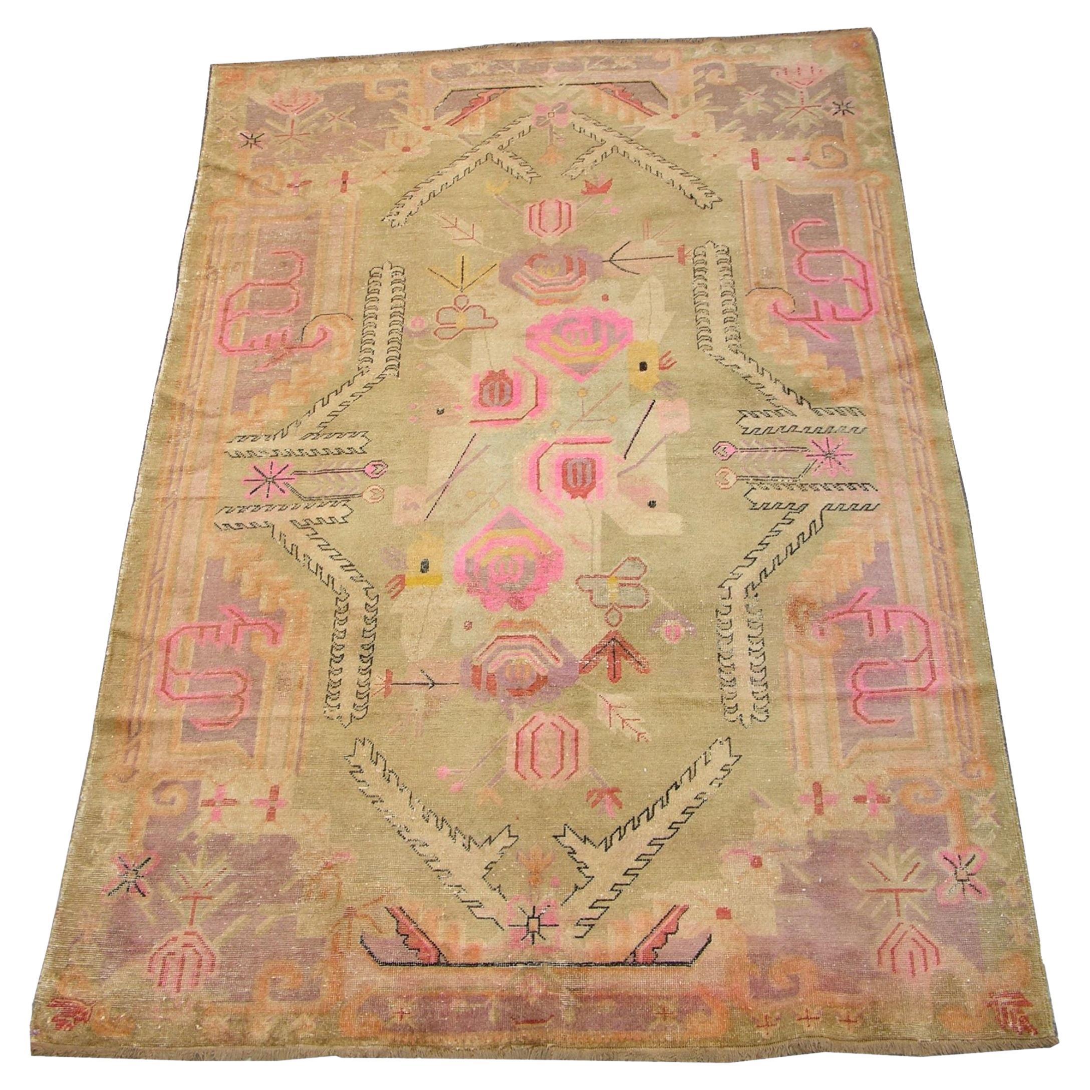 19th Century Authentic Khotan Samarkand Rug For Sale