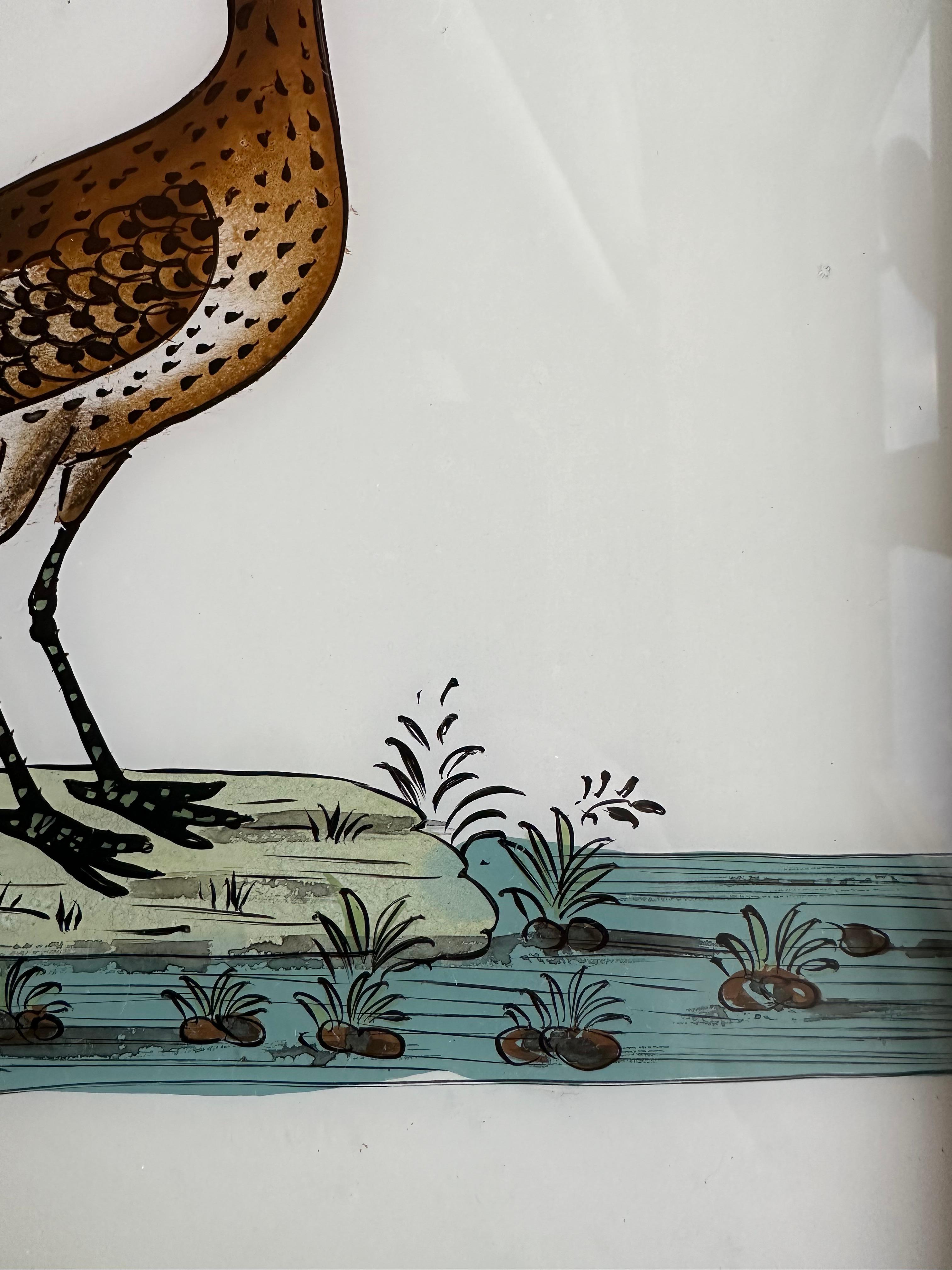 Verre Chef-d'œuvre aéronautique du 19e siècle : magnifique peinture d'oiseaux en vente