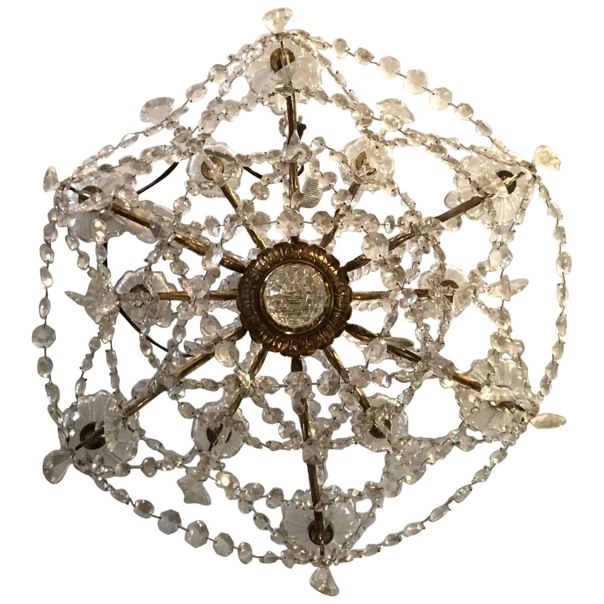 19th Century Baccarat 12-Light Crystal and Bronze Chandelier In Good Condition In Pasadena, CA