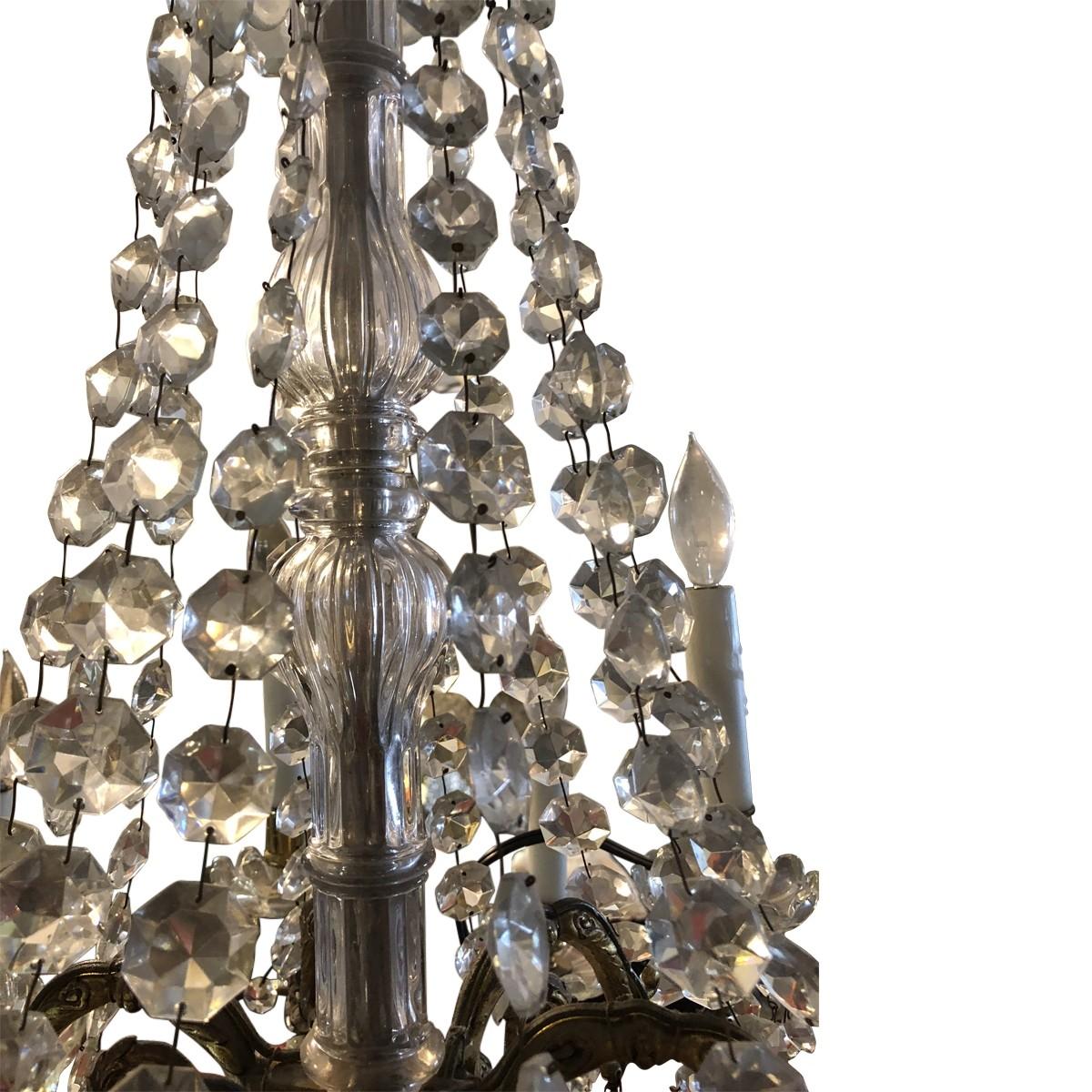 Late 19th Century 19th Century Baccarat 12-Light Crystal and Bronze Chandelier