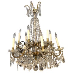 19th Century Baccarat 12-Light Crystal and Bronze Chandelier