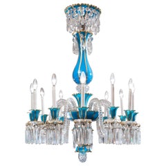 19th Century Baccarat Blue Opaline 12-Light Crystal Chandelier