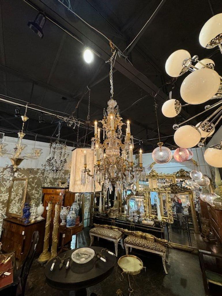 Francese Lampadario in cristallo e bronzo Baccarat del XIX secolo in vendita