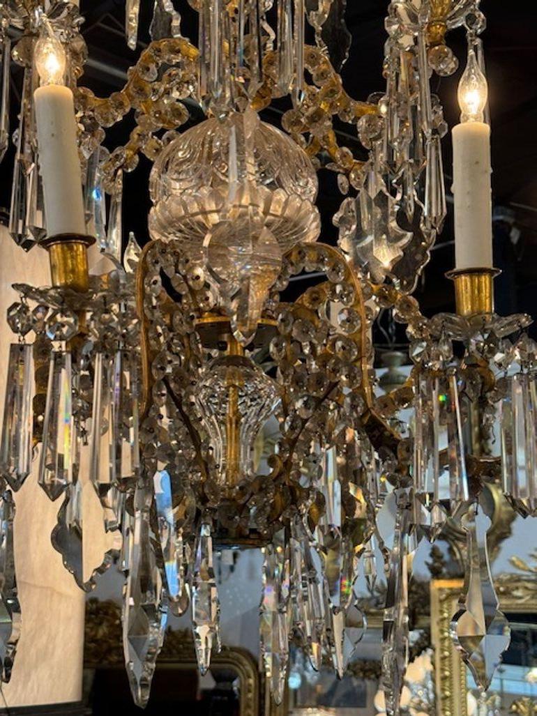 Lampadario in cristallo e bronzo Baccarat del XIX secolo In condizioni buone in vendita a Dallas, TX