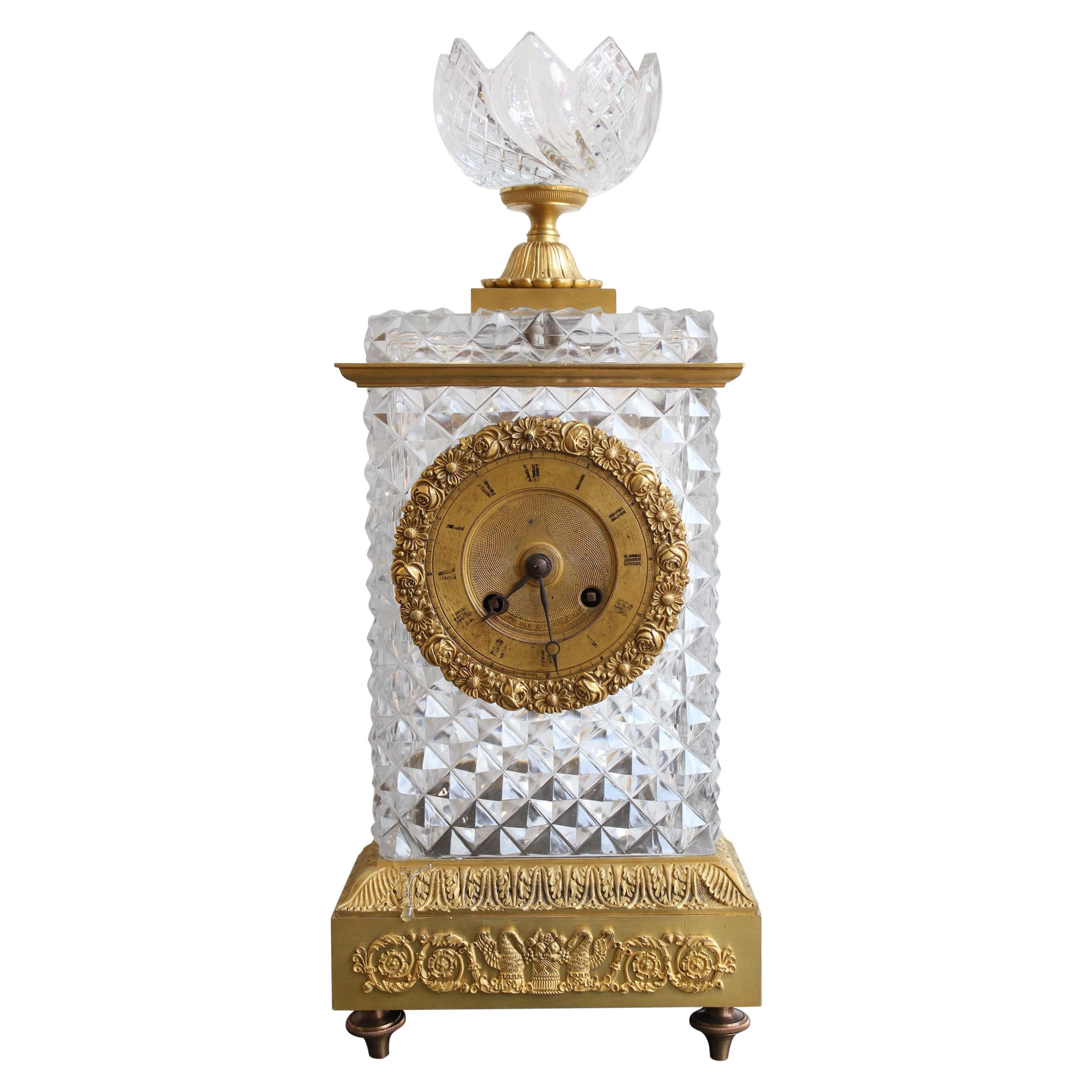 19th Century Baccarat Crystal Clock Signed Oudin Student of Breguet For Sale