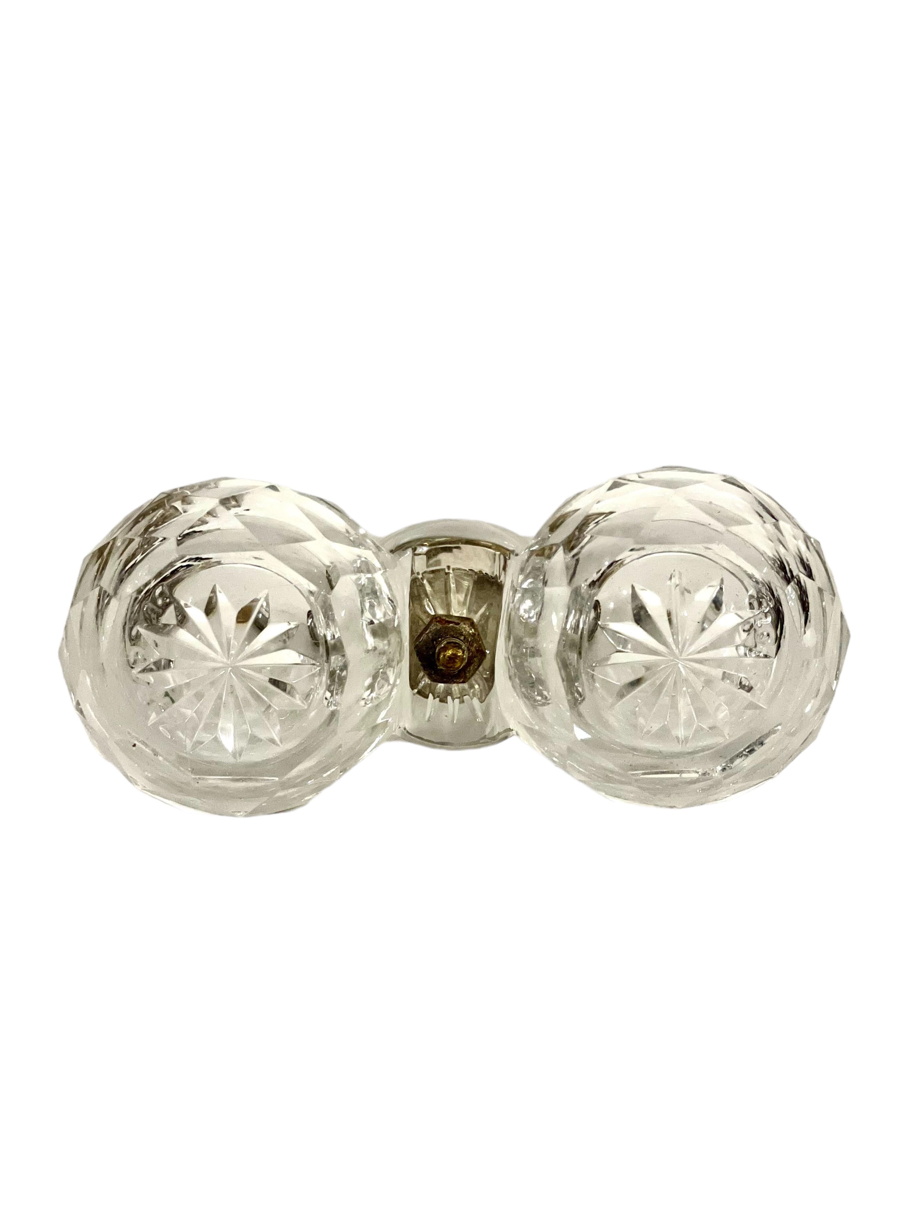 Silver Plate 19th Century Baccarat Crystal Open Double Salt Cellar For Sale