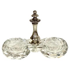 Vintage 19th Century Baccarat Crystal Open Double Salt Cellar