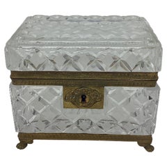 19th Century Baccarat Cut Crystal Box or Casket with Gilt Bronze Mounts 