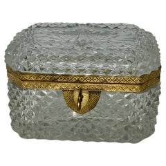 19th Century Baccarat Gilt Bronze Mounted Cut Crystal Glass Box 