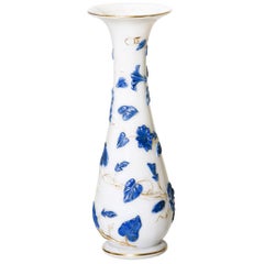 19th Century Baccarat Opaline Vase with Enamel Decoration