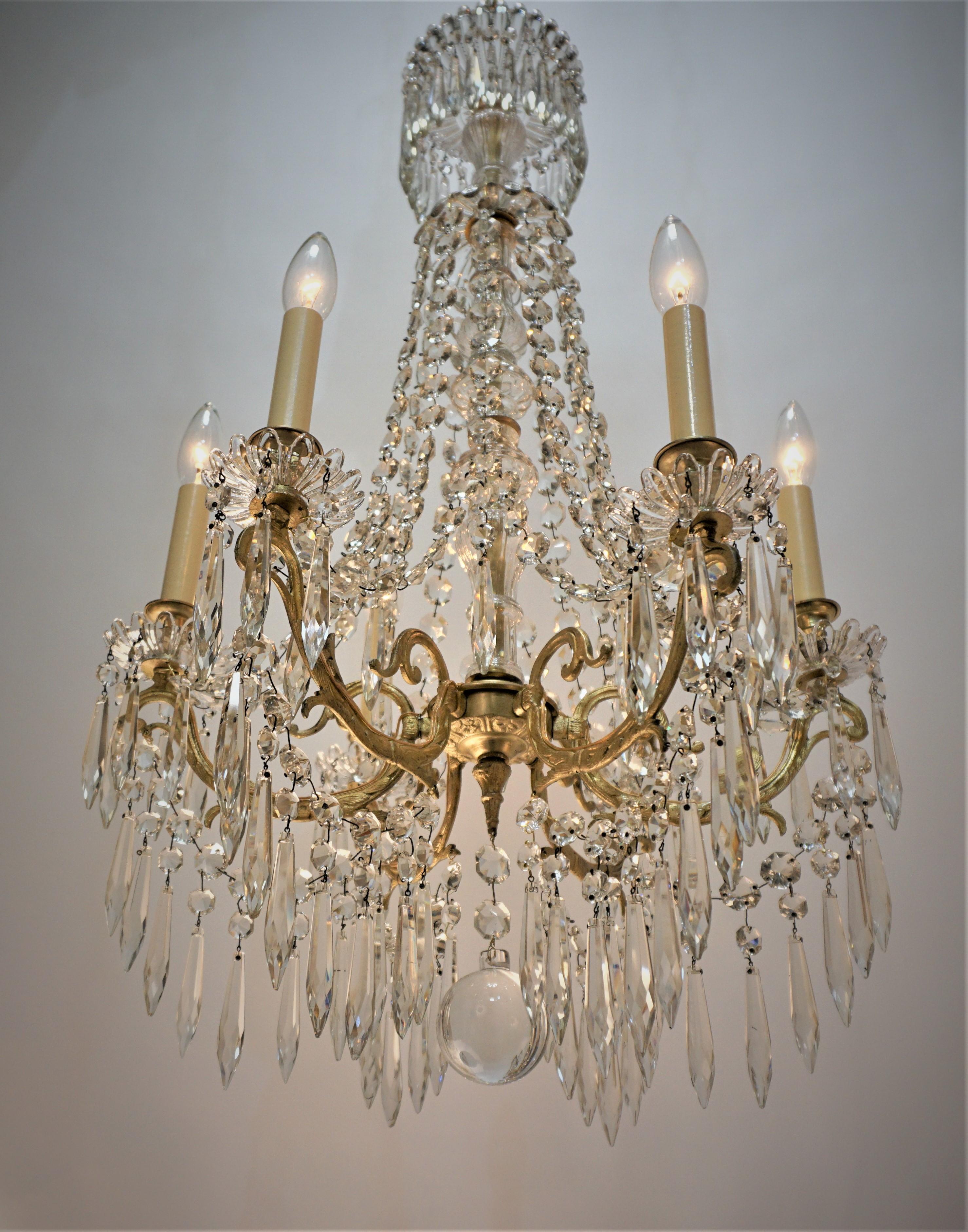 19th Century Baccarat Style Crystal Chandelier In Good Condition For Sale In Fairfax, VA