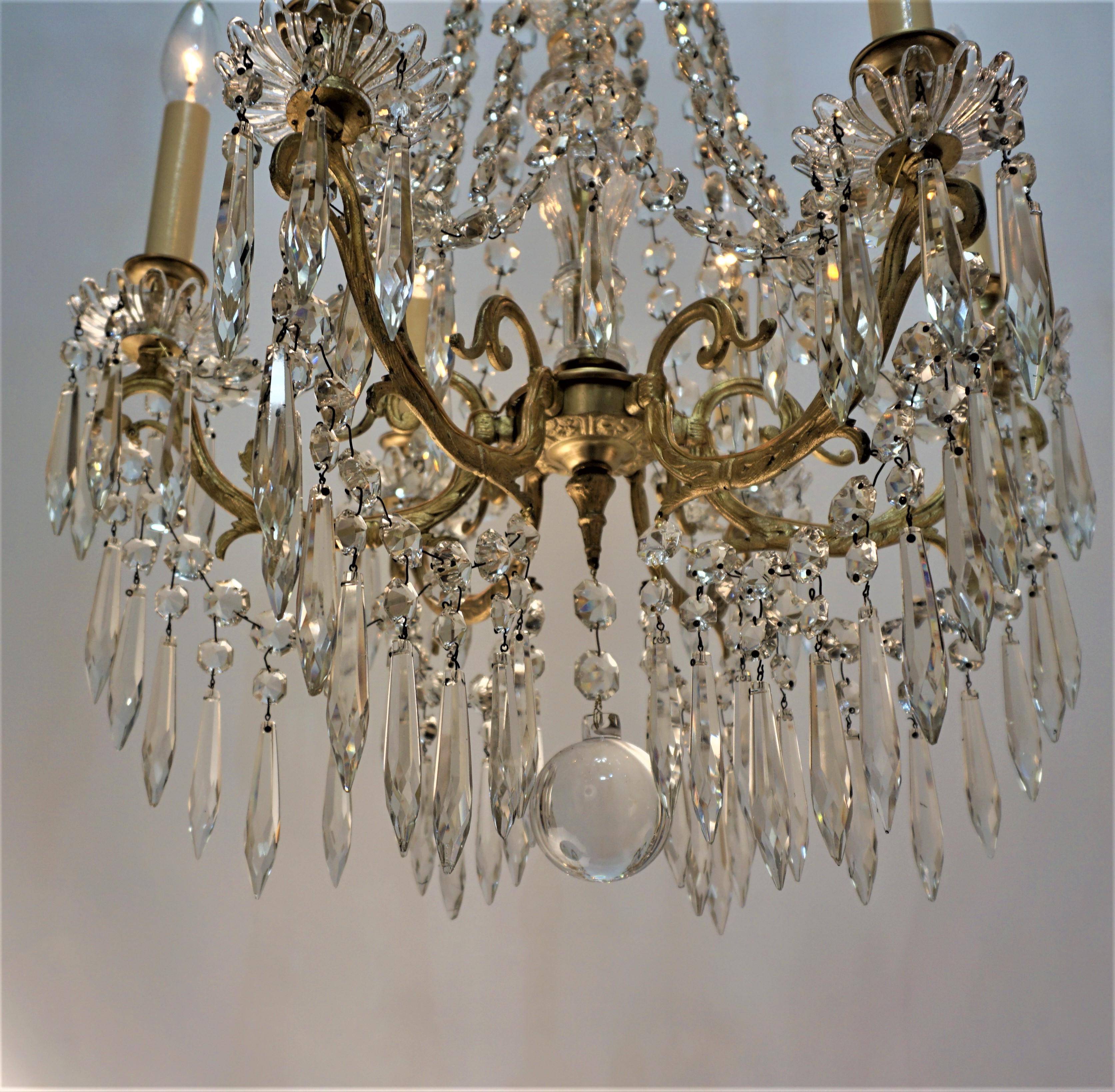 Bronze 19th Century Baccarat Style Crystal Chandelier For Sale