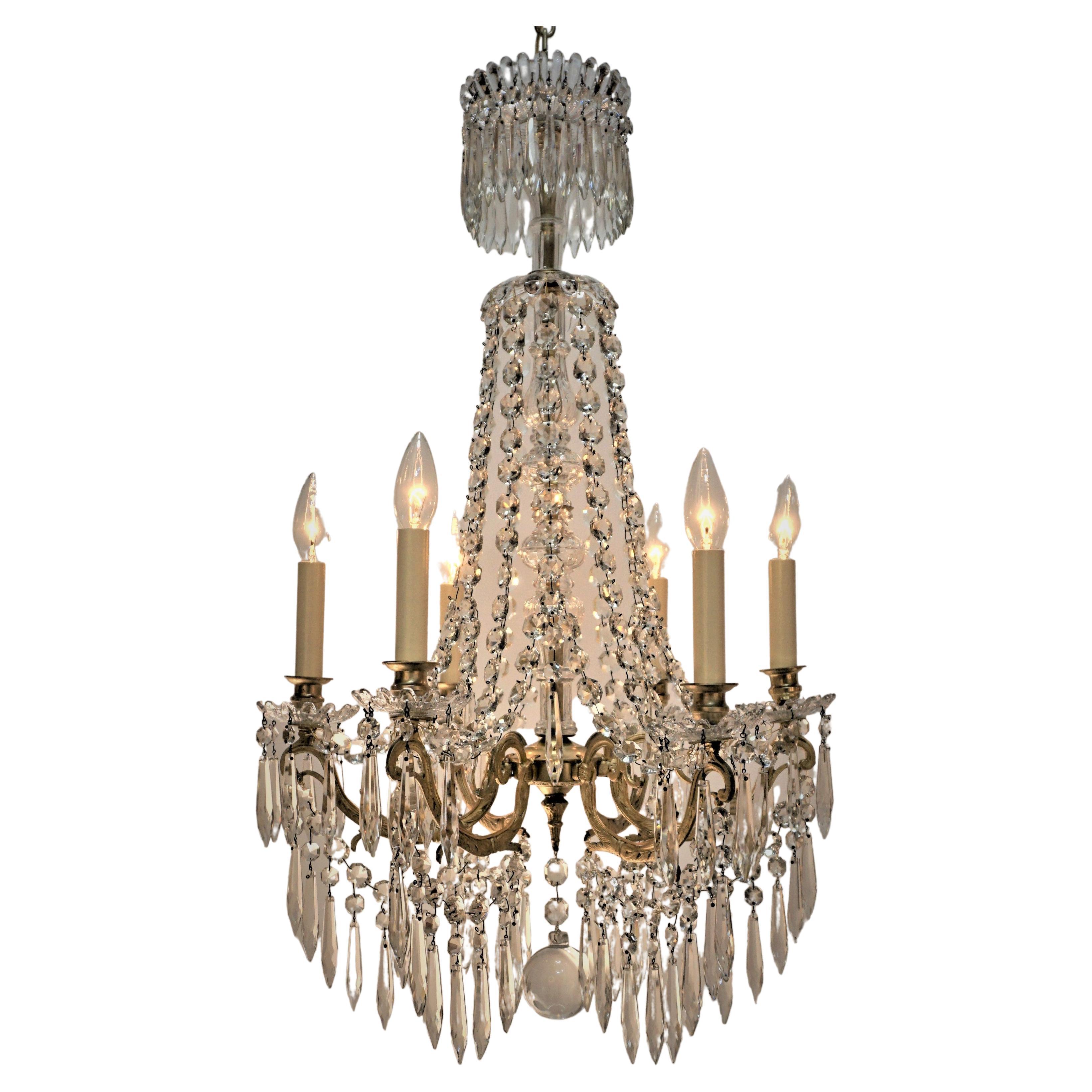 19th Century Baccarat Style Crystal Chandelier For Sale