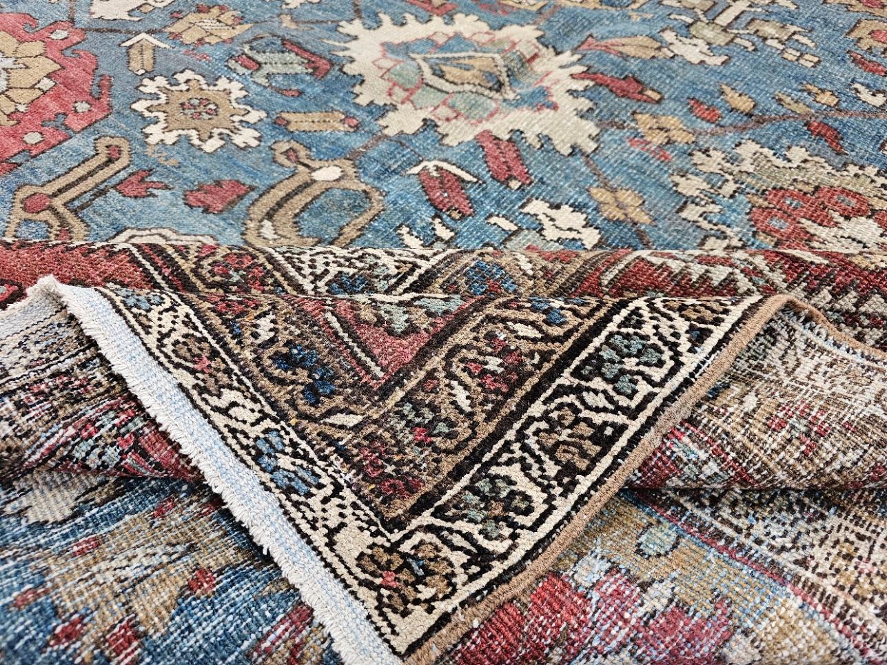 19. Jahrhundert Bakshaish Teppich (Bakhshayesh) 10 x 11,6 blauer Hintergrund (Handgeknüpft) im Angebot