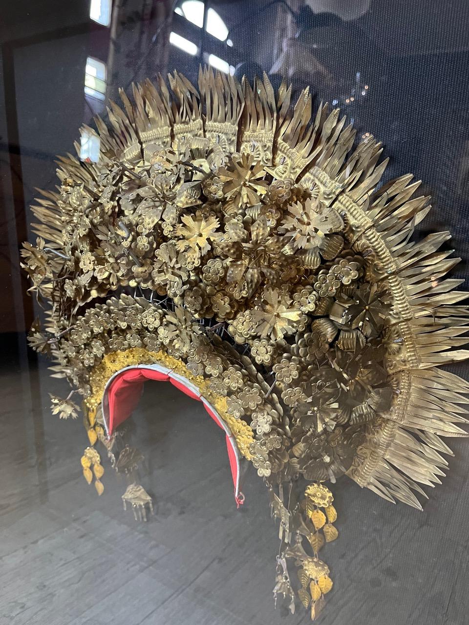 19th century Balinese Brass Wedding Headdress Framed, 1890s For Sale 1