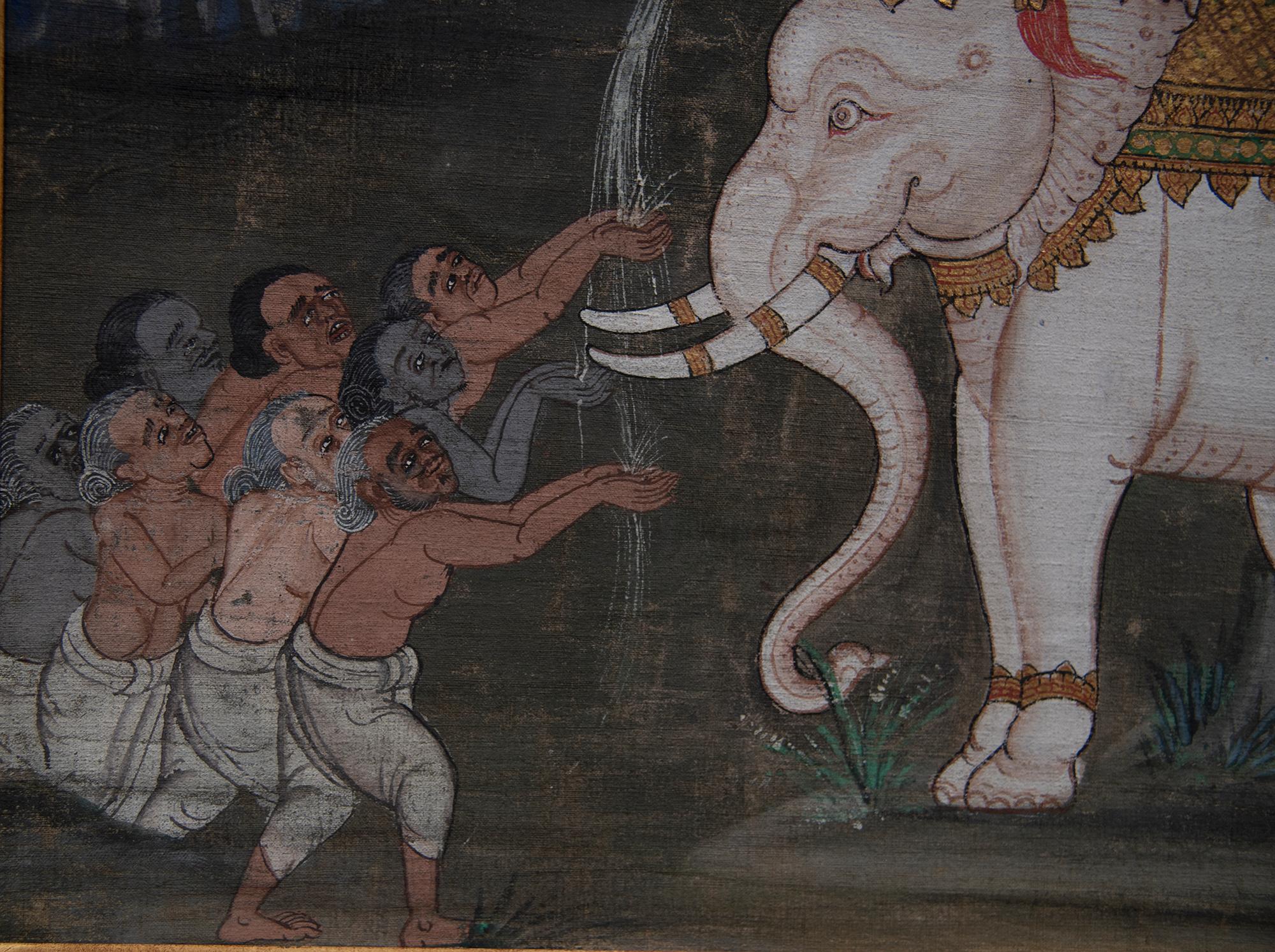 19th Century 19TH Century BALINESE Elephant Painting For Sale