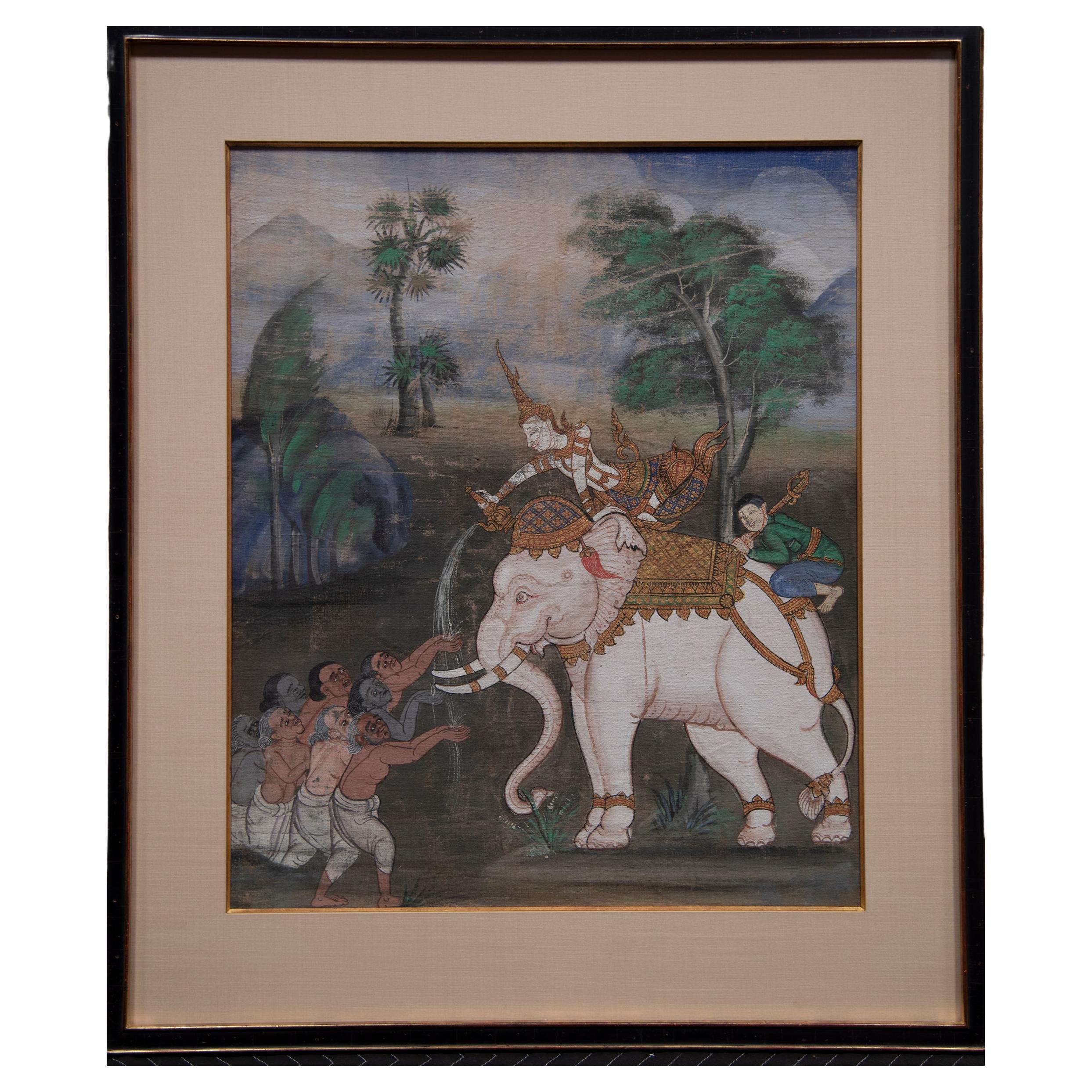 19TH Century BALINESE Elephant Painting For Sale