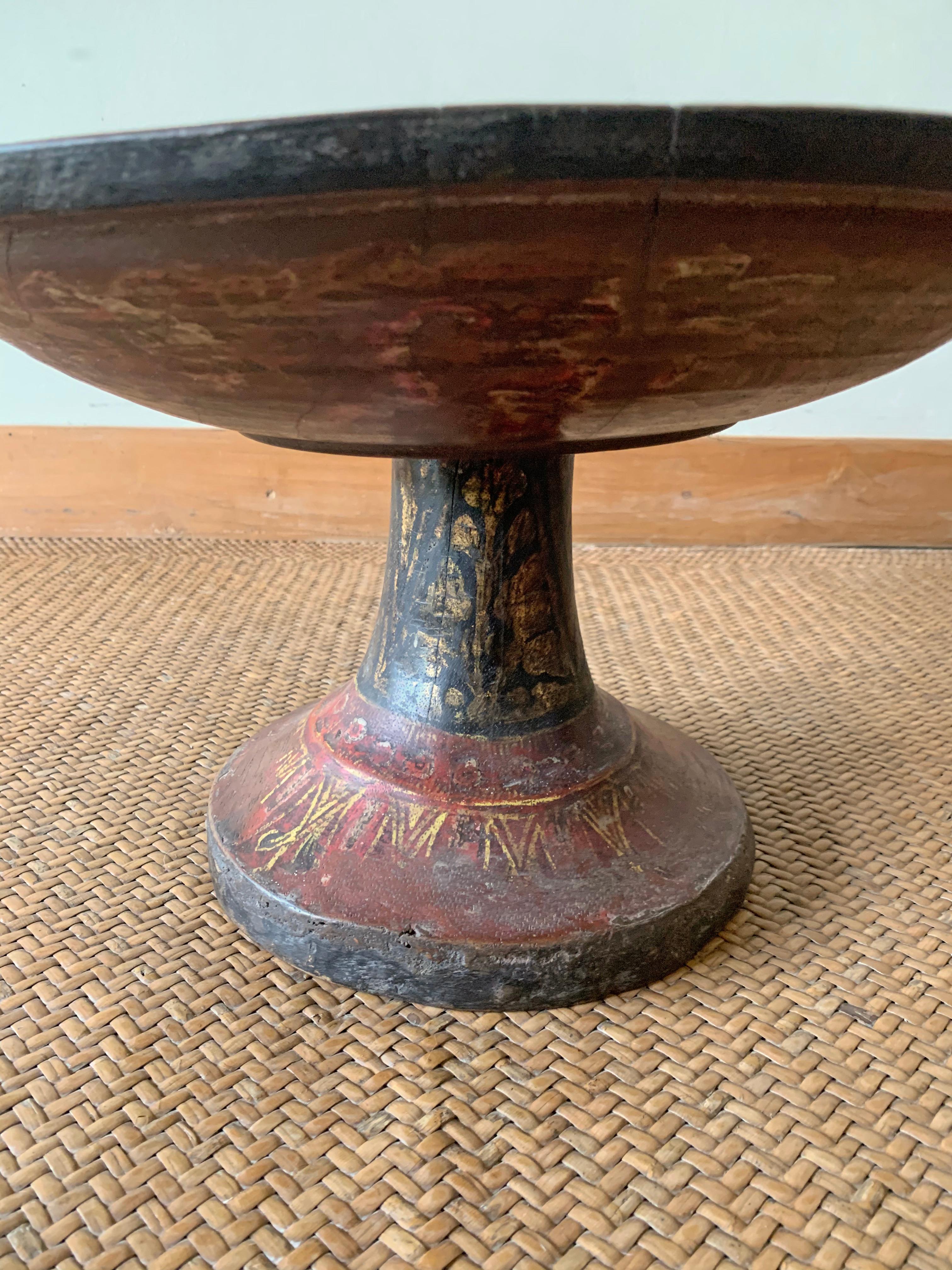 Polychromed 19th Century Balinese Offering Tray / Bowl 'Dulang' For Sale