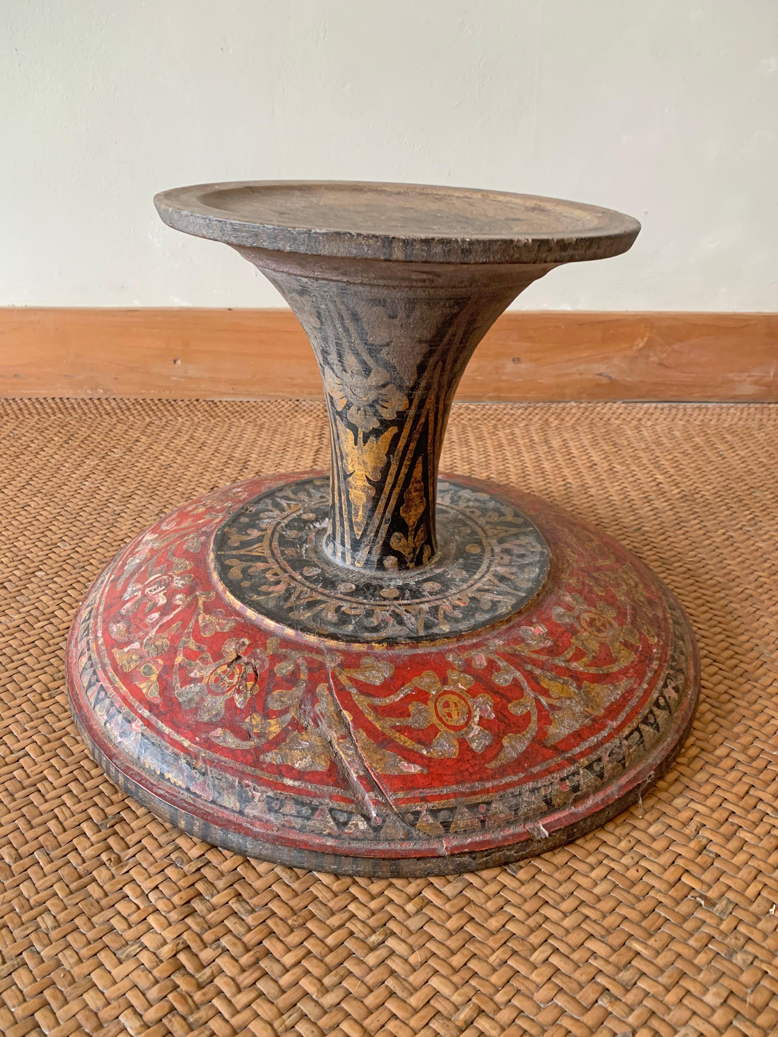 Polychromed 19th Century Balinese Offering Tray / Bowl 'Dulang' with Bali Hindu Motifs For Sale