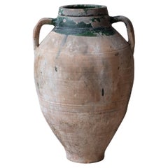 19th Century Balkan Terracotta Jar with Green Drip Glaze