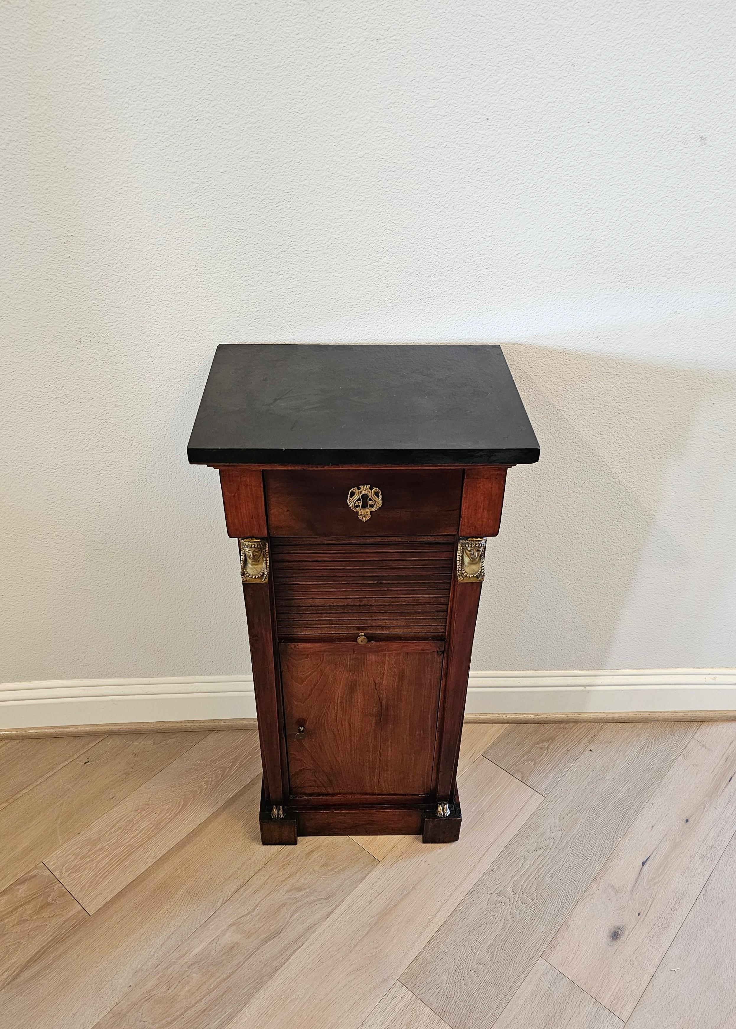 19th Century Balkans Empire Style Gilt Bronze Mounted Mahogany Nightstand  In Good Condition For Sale In Forney, TX
