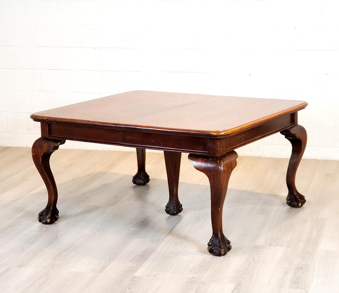 Canadian 19th Century Ball & Claw Dining Table, Solid Hardwood  For Sale