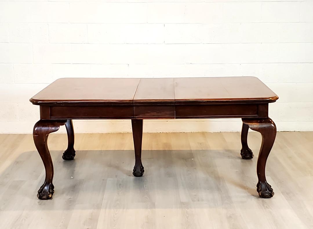 20th Century 19th Century Ball & Claw Dining Table, Solid Hardwood  For Sale