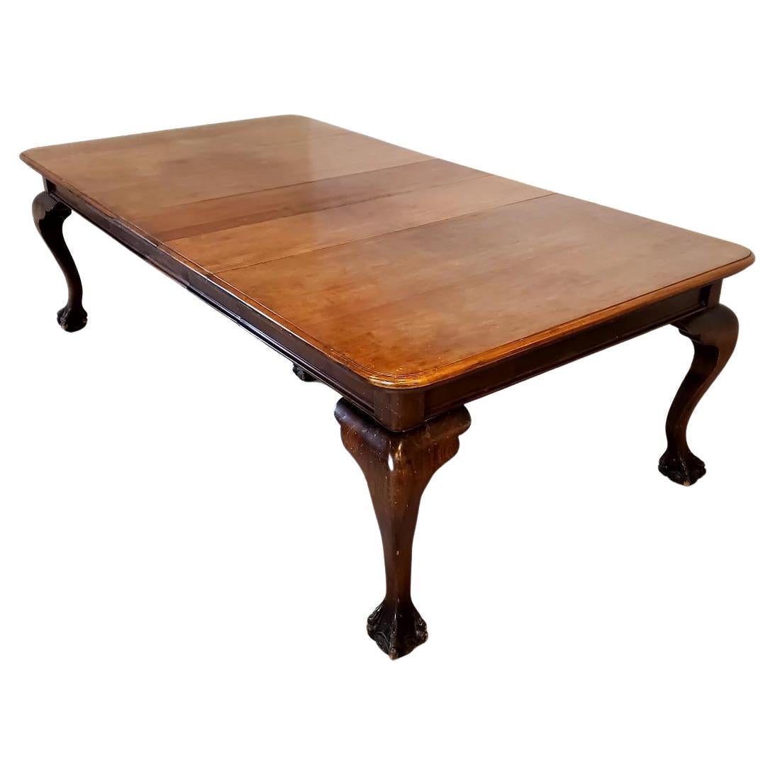 19th Century Ball & Claw Dining Table, Solid Hardwood  For Sale