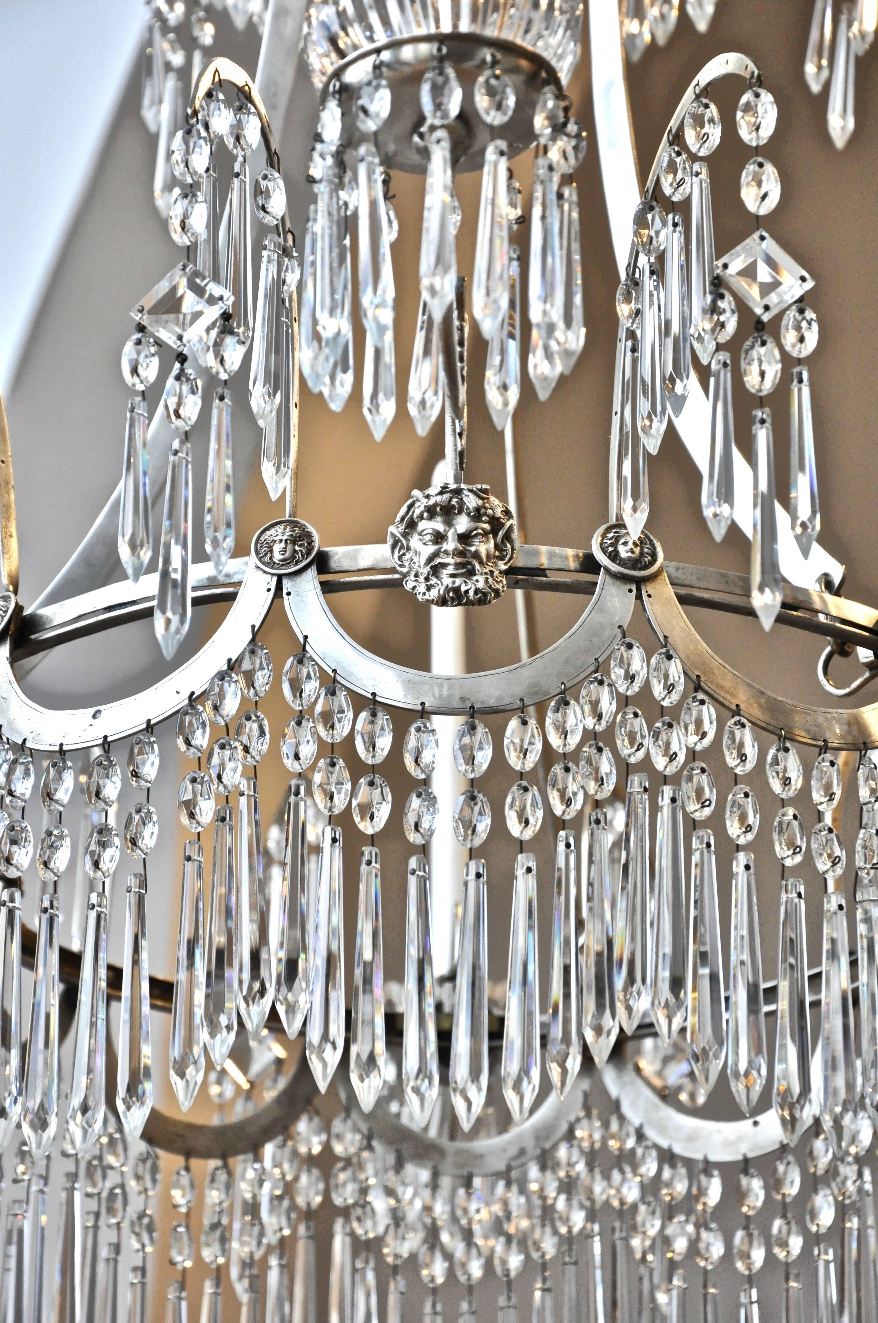 Hand-Crafted 19th Century Baltic Neoclassical Silvered Chandelier