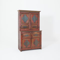 19th Century Baltic Painted Pine Cupboard