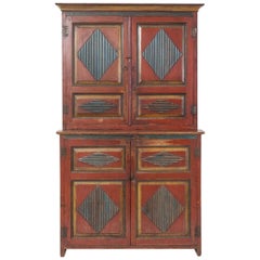 19th Century Baltic Painted Pine Cupboard