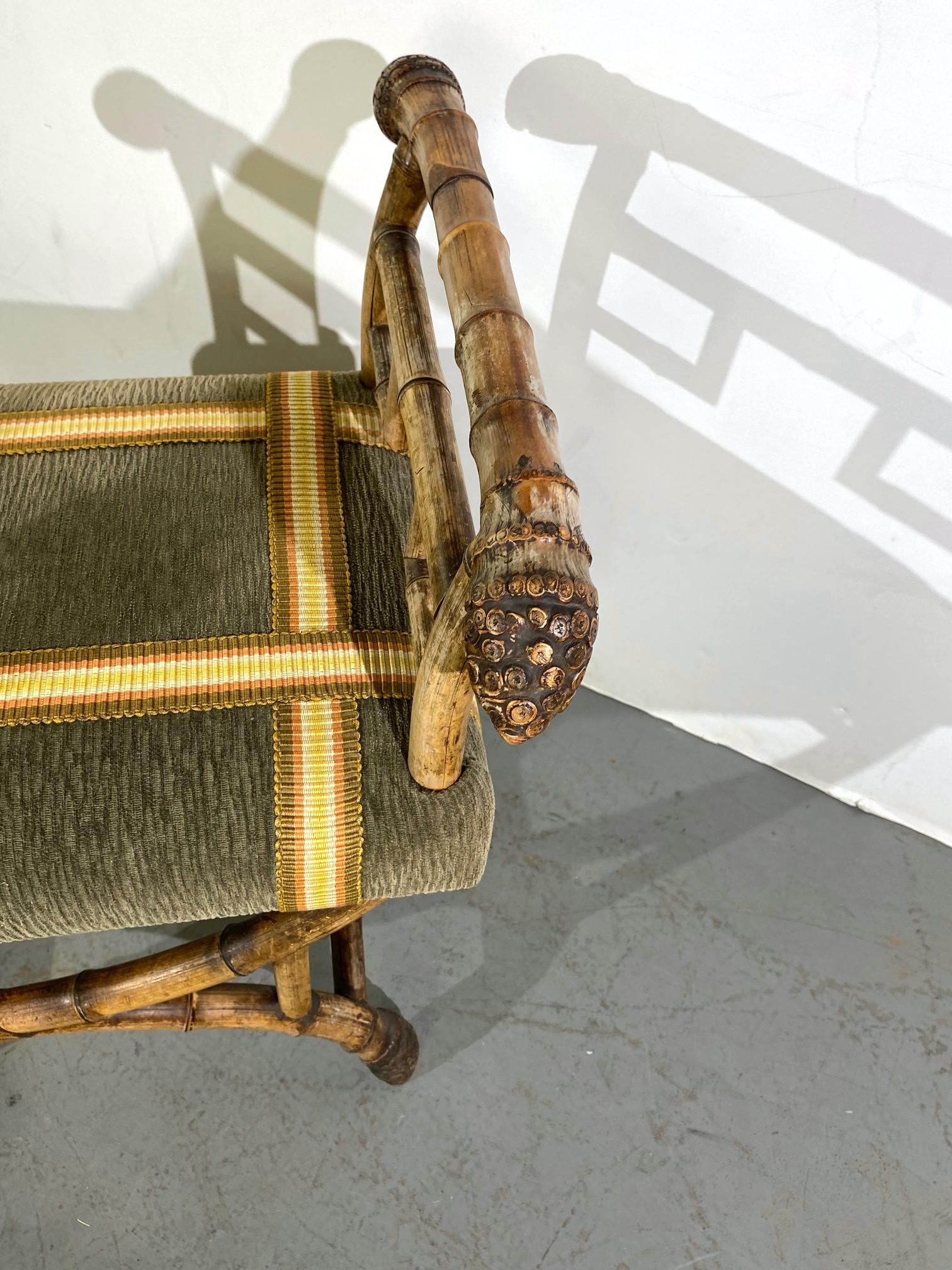 19th Century 19th-Century Bamboo Bench