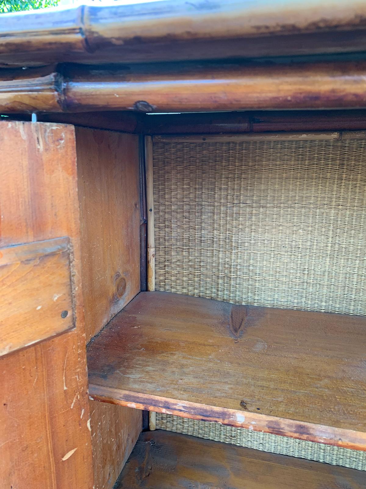 19th Century Bamboo Cabinet with Leather Book Spines as Doors 7