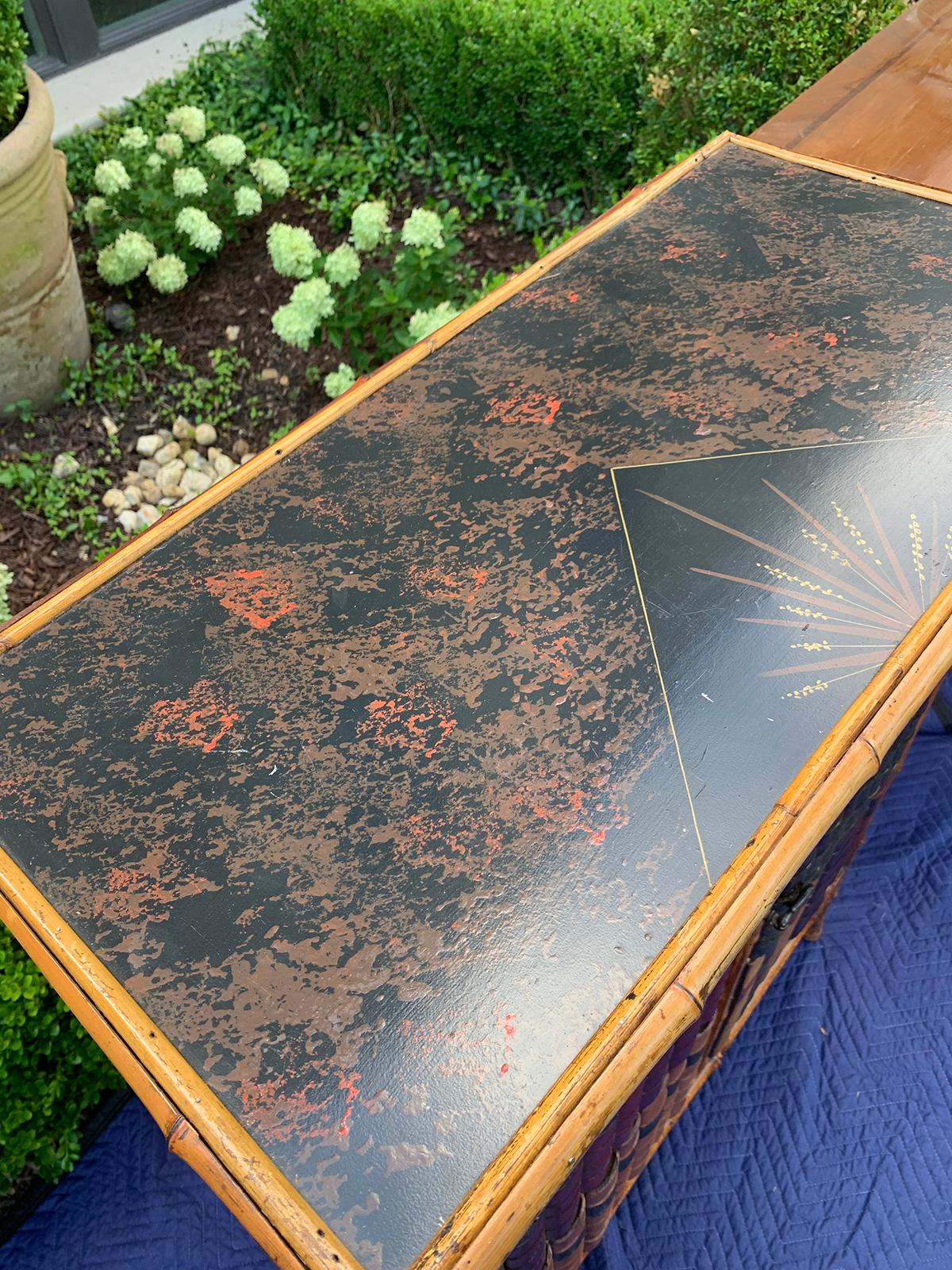 19th Century Bamboo Cabinet with Leather Book Spines as Doors 11