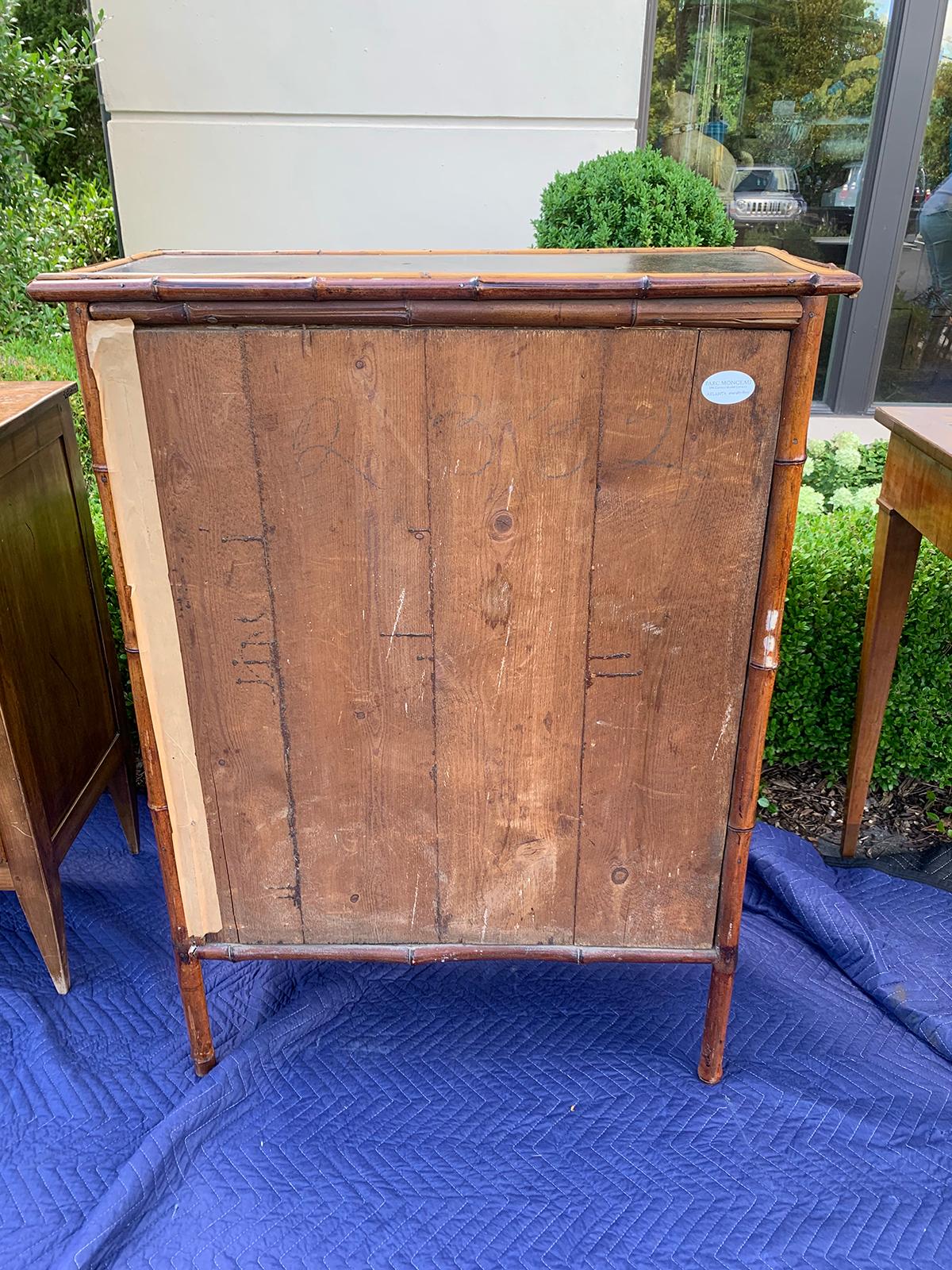 19th Century Bamboo Cabinet with Leather Book Spines as Doors 16