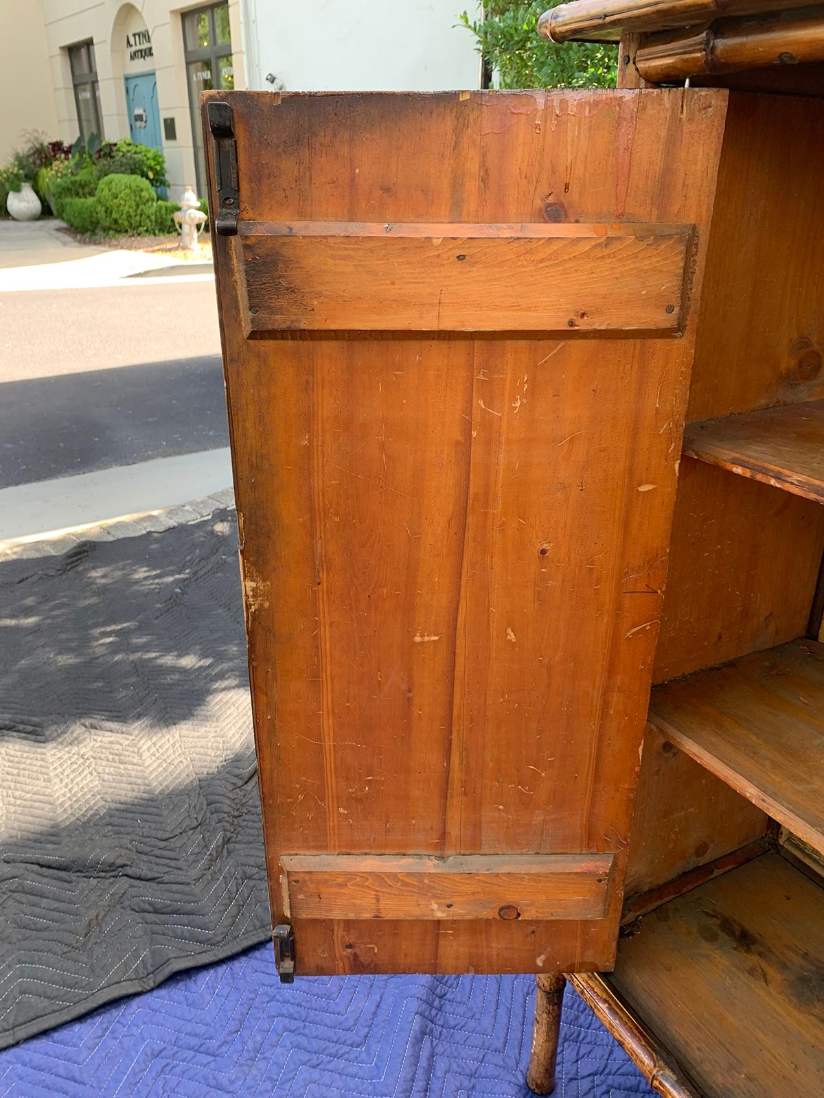 19th Century Bamboo Cabinet with Leather Book Spines as Doors 6