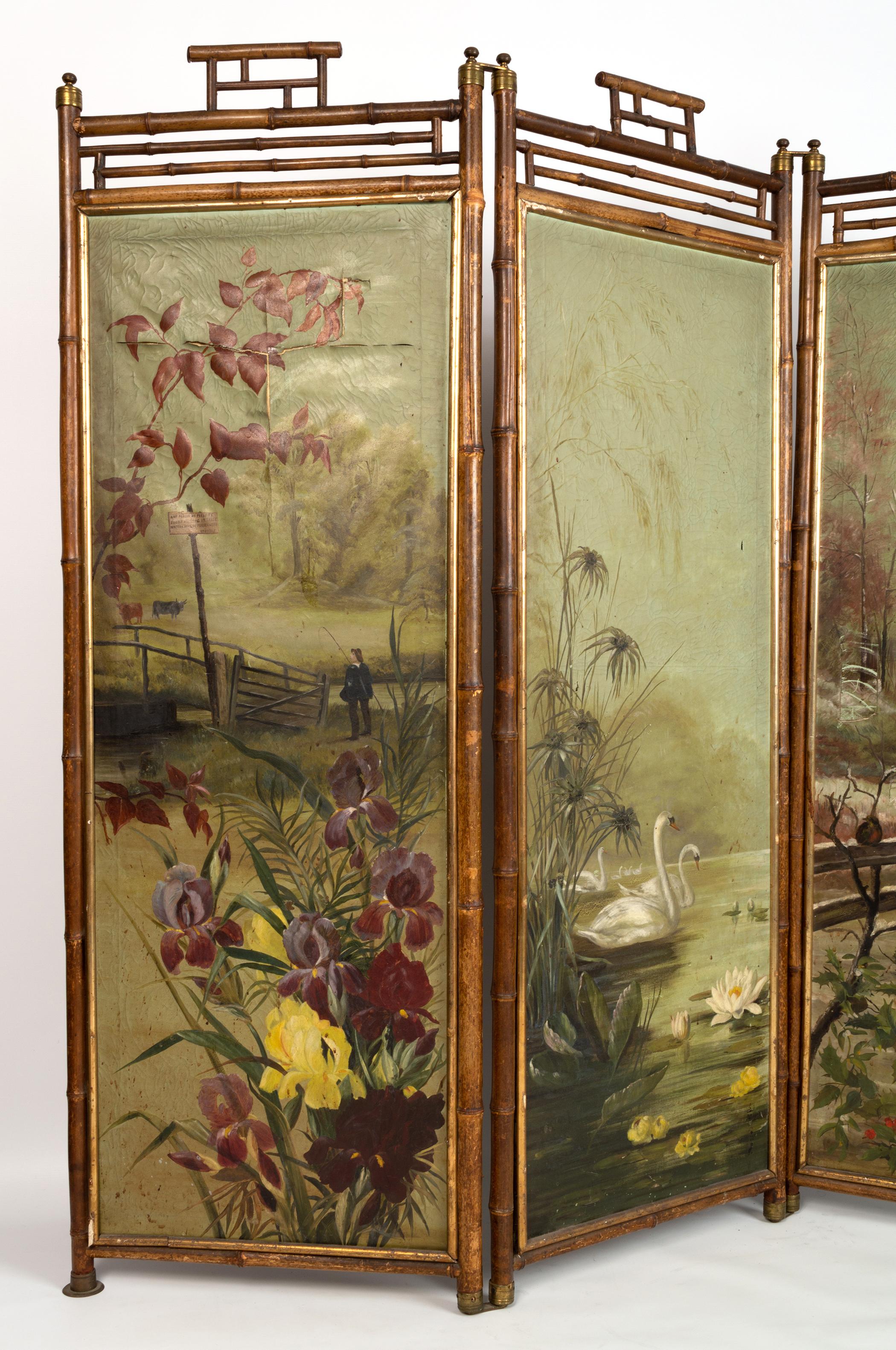 19th Century Bamboo Chinoiserie Screen Room Divider, England, C.1860 In Good Condition For Sale In London, GB