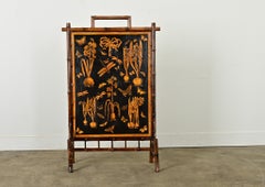 19th Century Bamboo & Decoupage Fireplace Screen