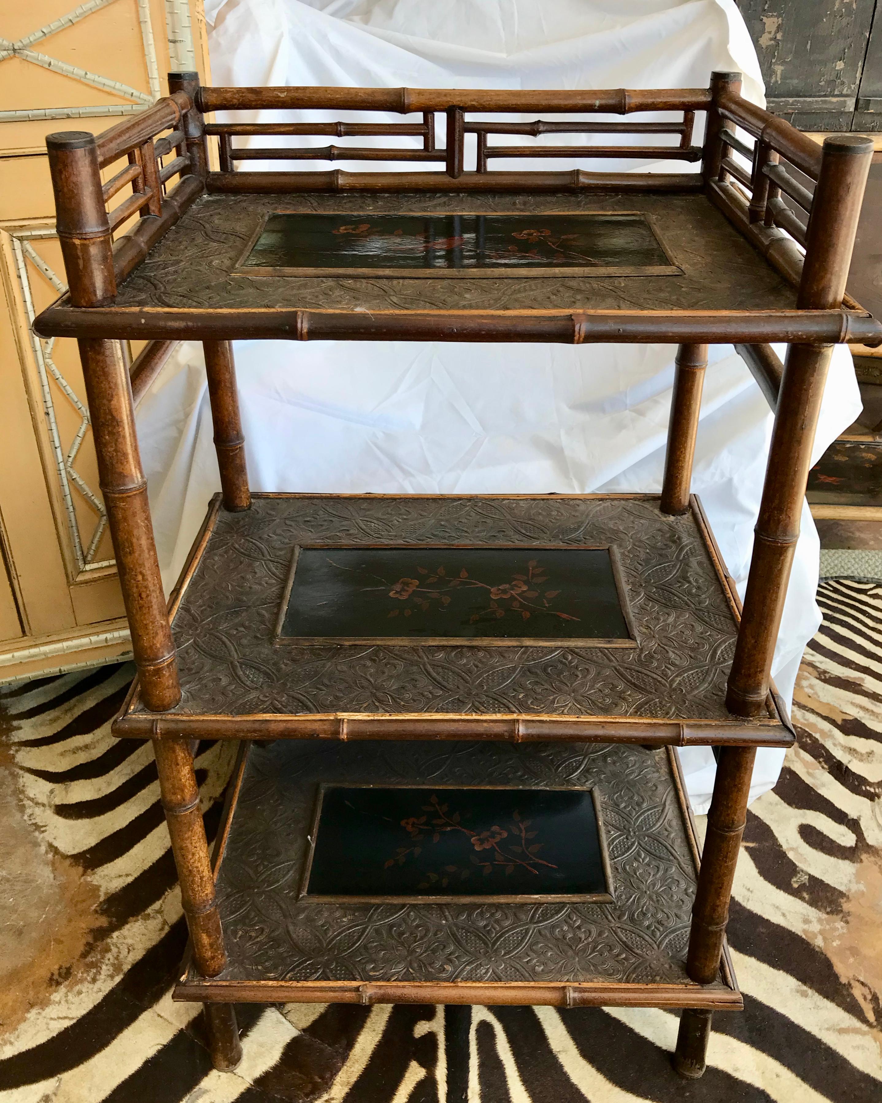 English 19th Century Bamboo Etagere For Sale