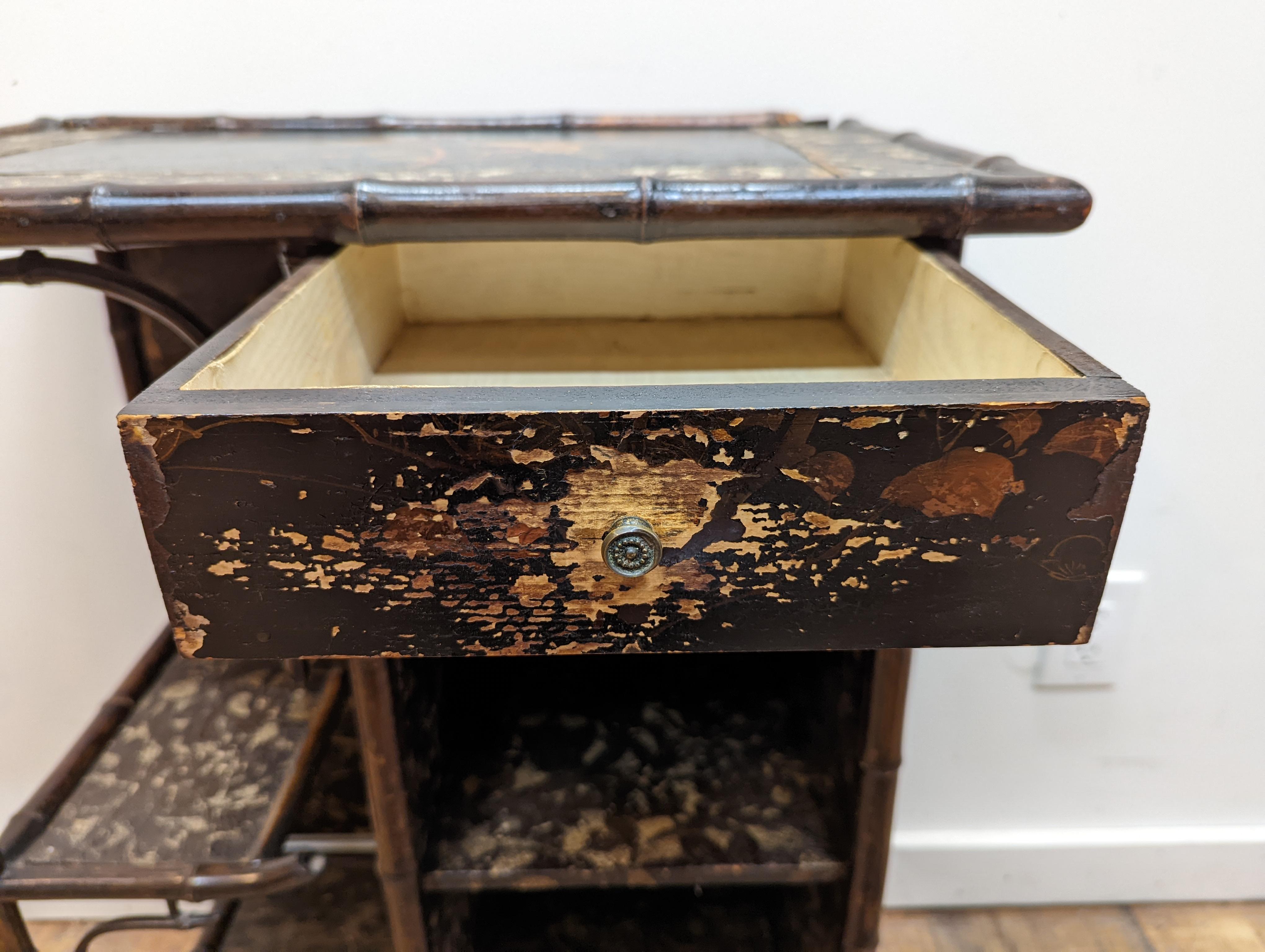 19th Century Bamboo Lacquered Hall Table Shelf For Sale 5
