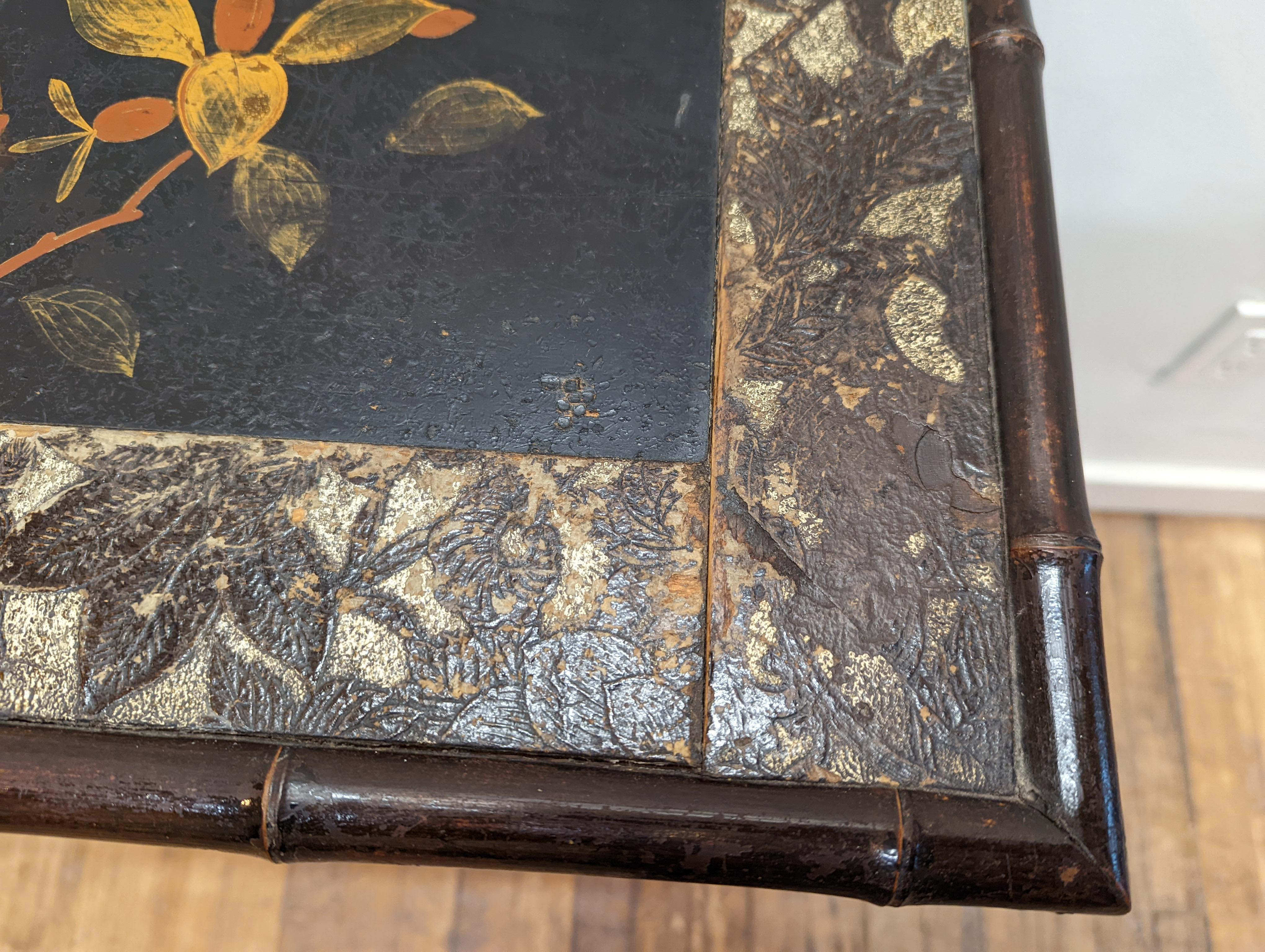 Early 20th Century 19th Century Bamboo Lacquered Hall Table Shelf For Sale