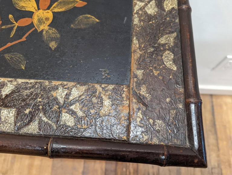 Paper 19th Century Bamboo Lacquered Hall Table Shelf For Sale