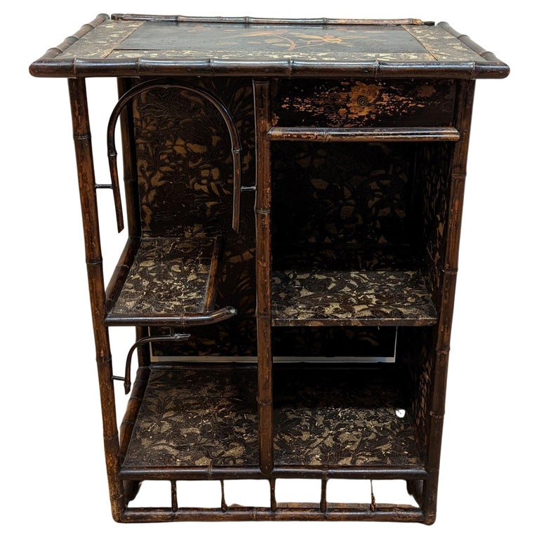 19th Century Bamboo Lacquered Hall Table Shelf For Sale