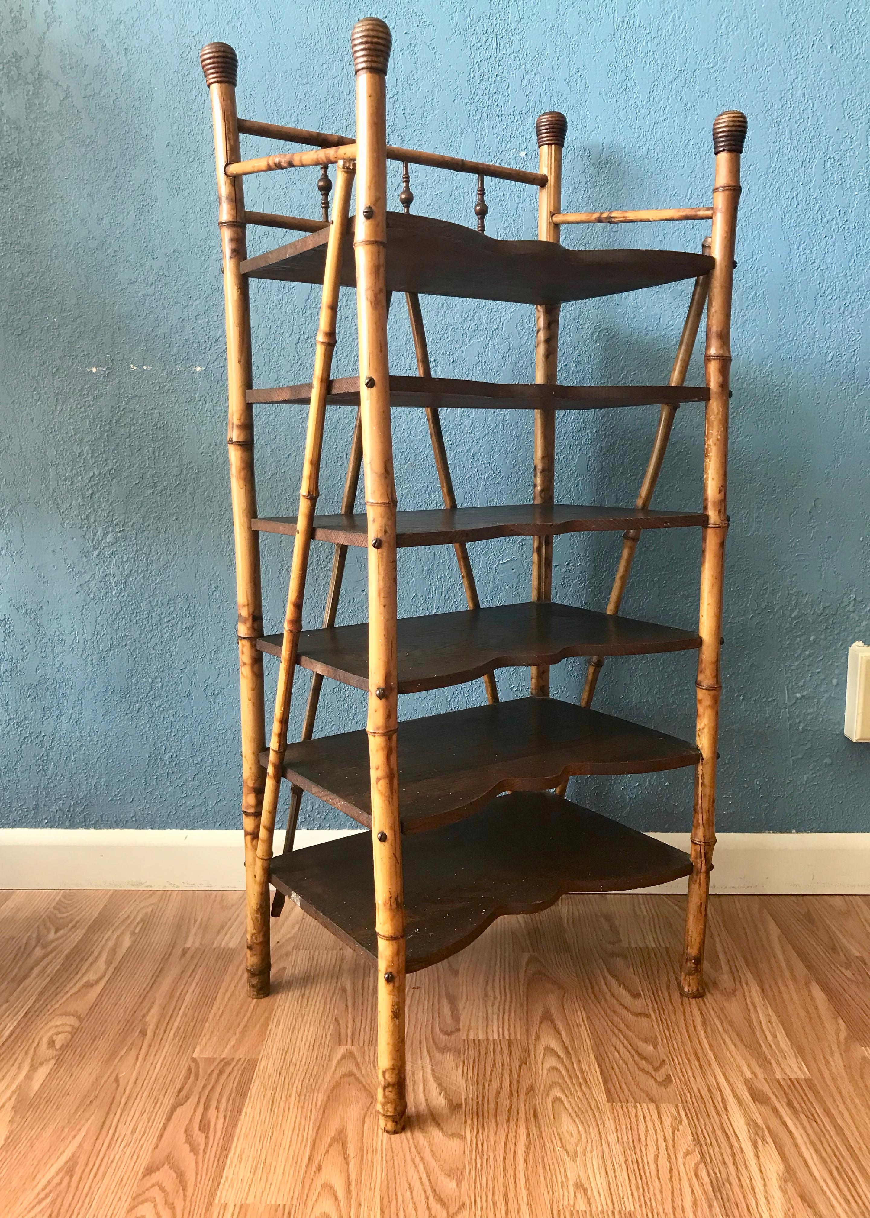 19th Century Bamboo Magazine Stand / Etagere In Good Condition In West Palm Beach, FL