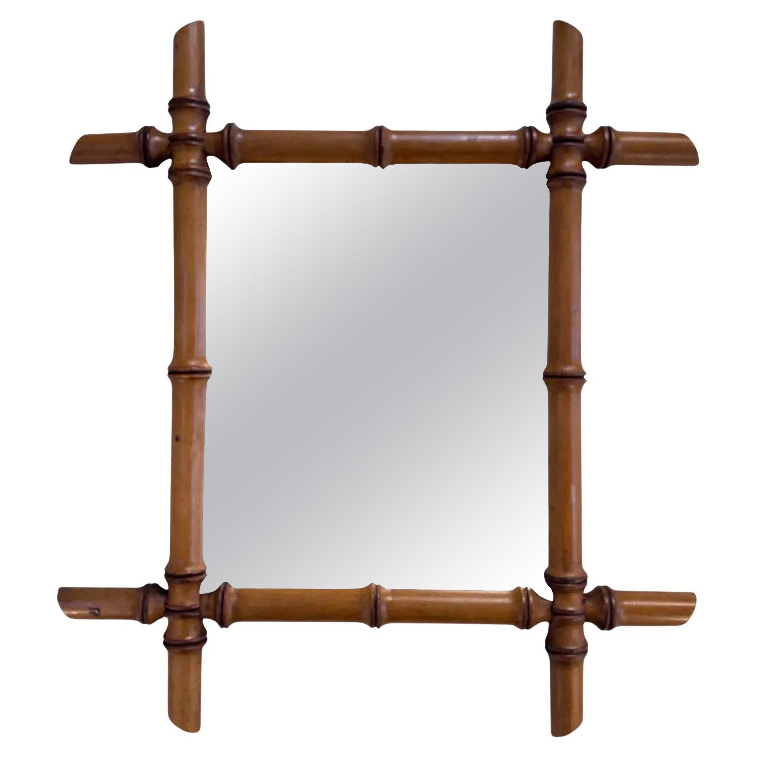 19th Century Bamboo Mirror For Sale
