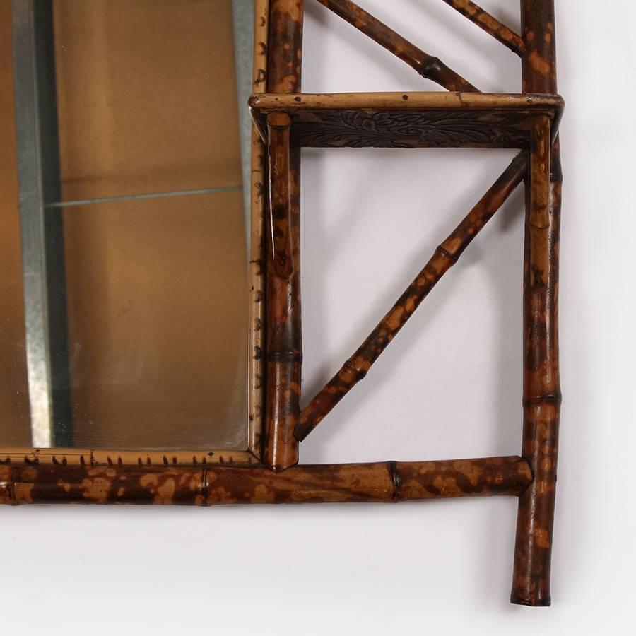 19th Century Bamboo Overmantel Mirror In Good Condition For Sale In Chilton, GB