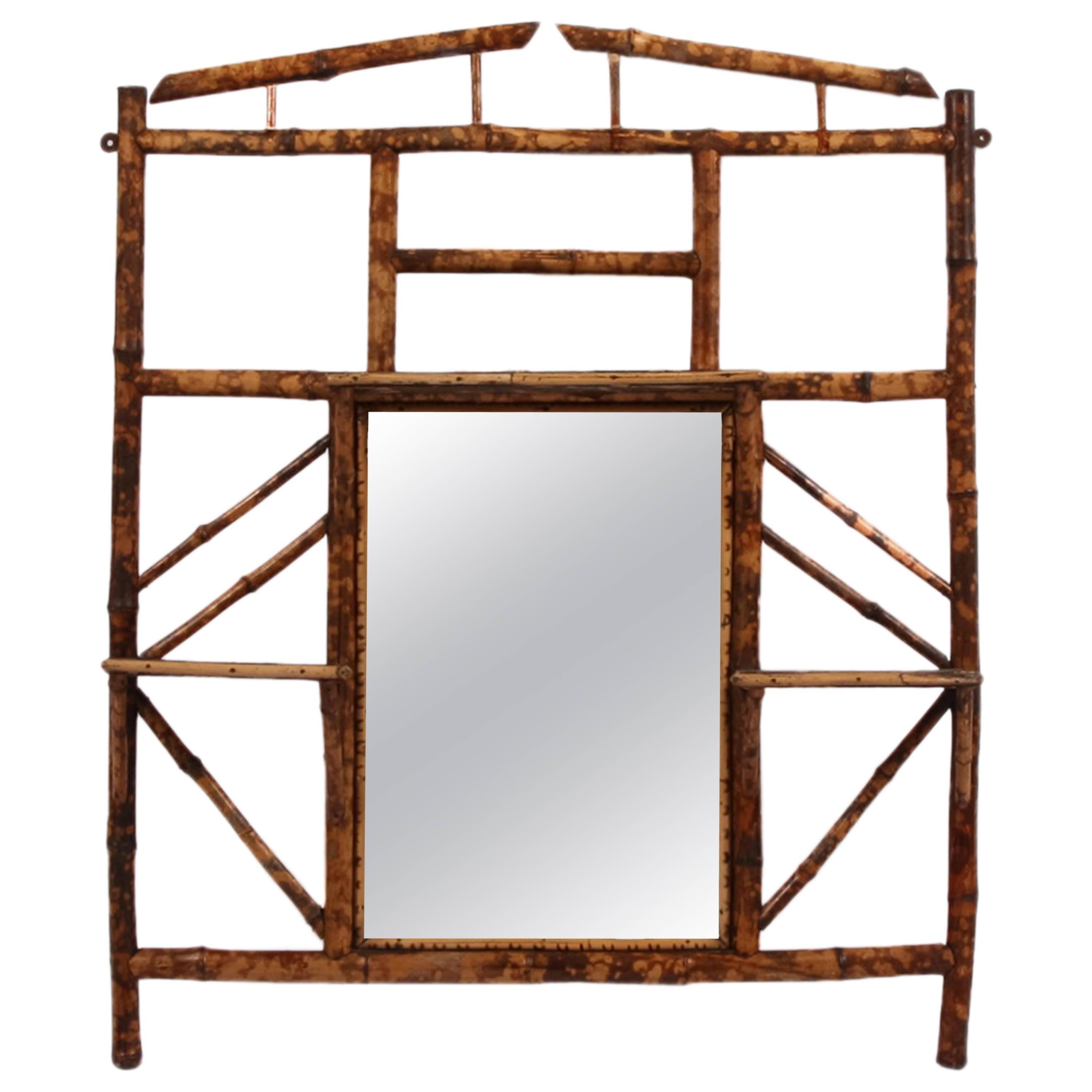 19th Century Bamboo Overmantel Mirror For Sale