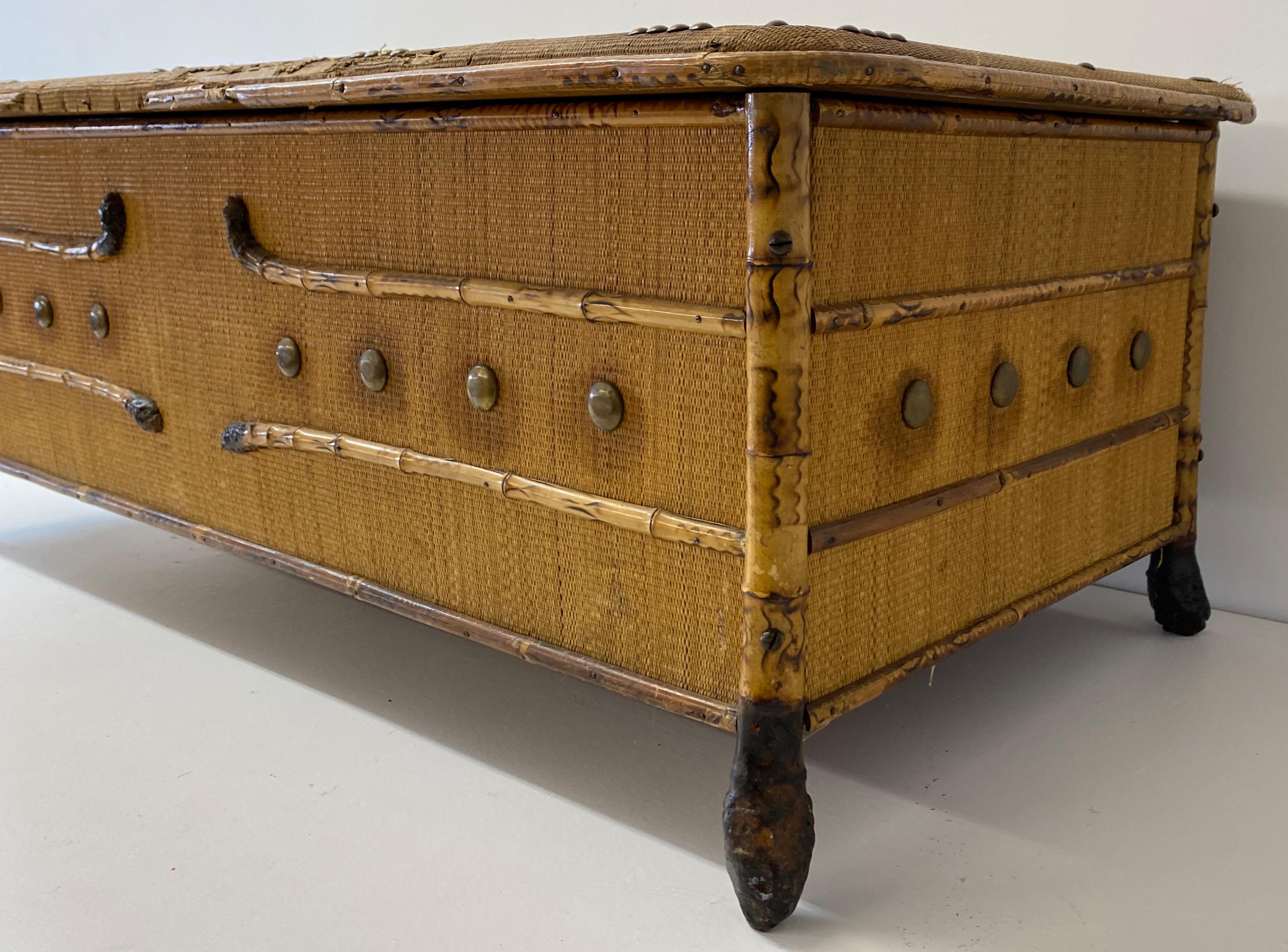 19th Century Bamboo & Rattan Blanket / Games Chest 1