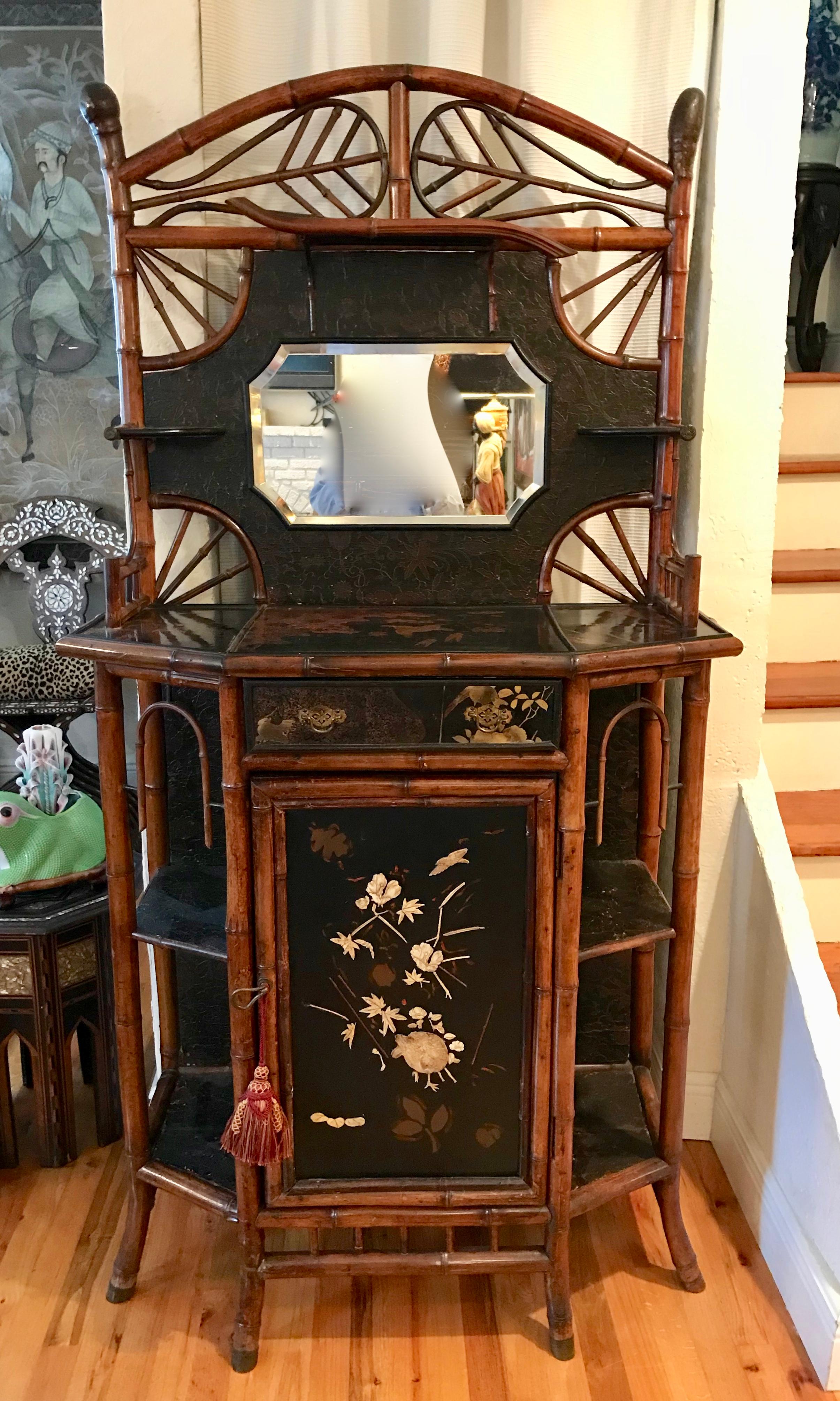 English 19th Century Bamboo Side Cabinet