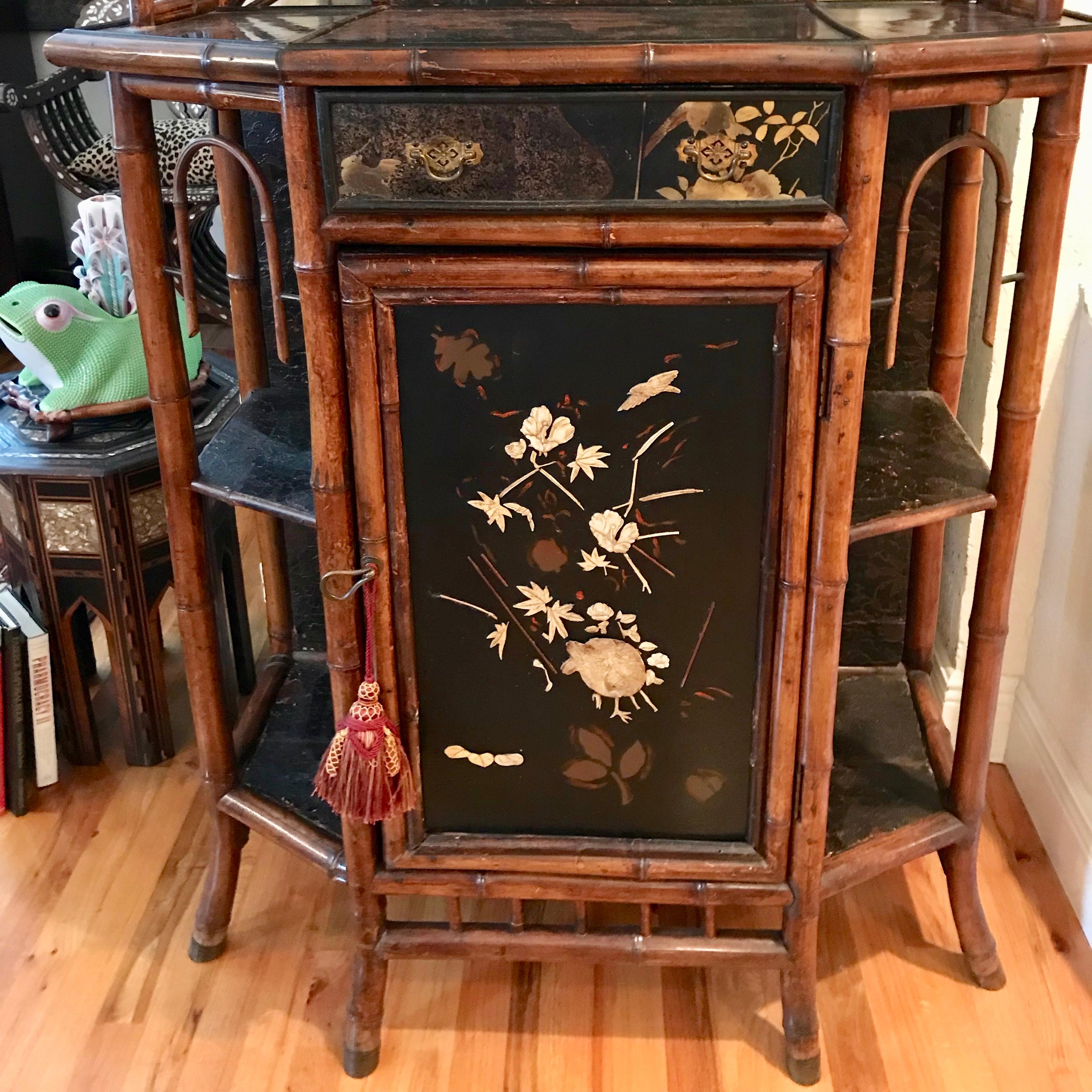 19th Century Bamboo Side Cabinet In Good Condition In West Palm Beach, FL